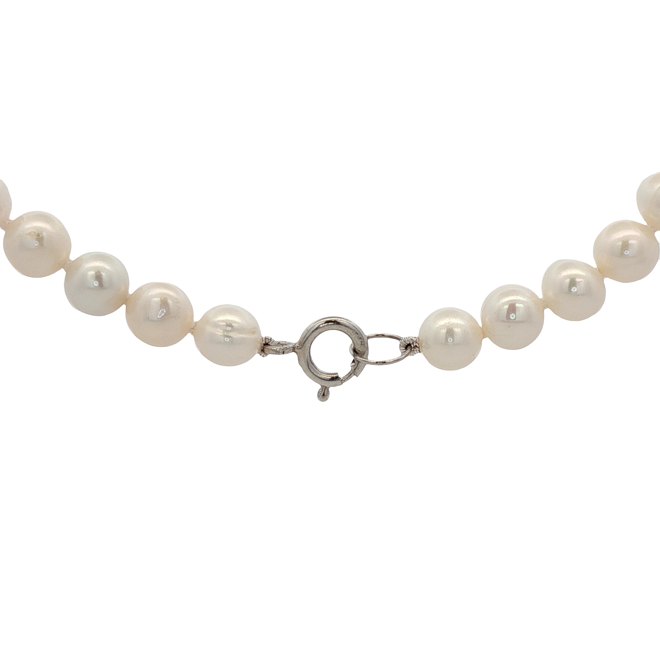 WHITE PEARL WITH STERLING SILVER CLASP 8MM 22INCH NECKLACE