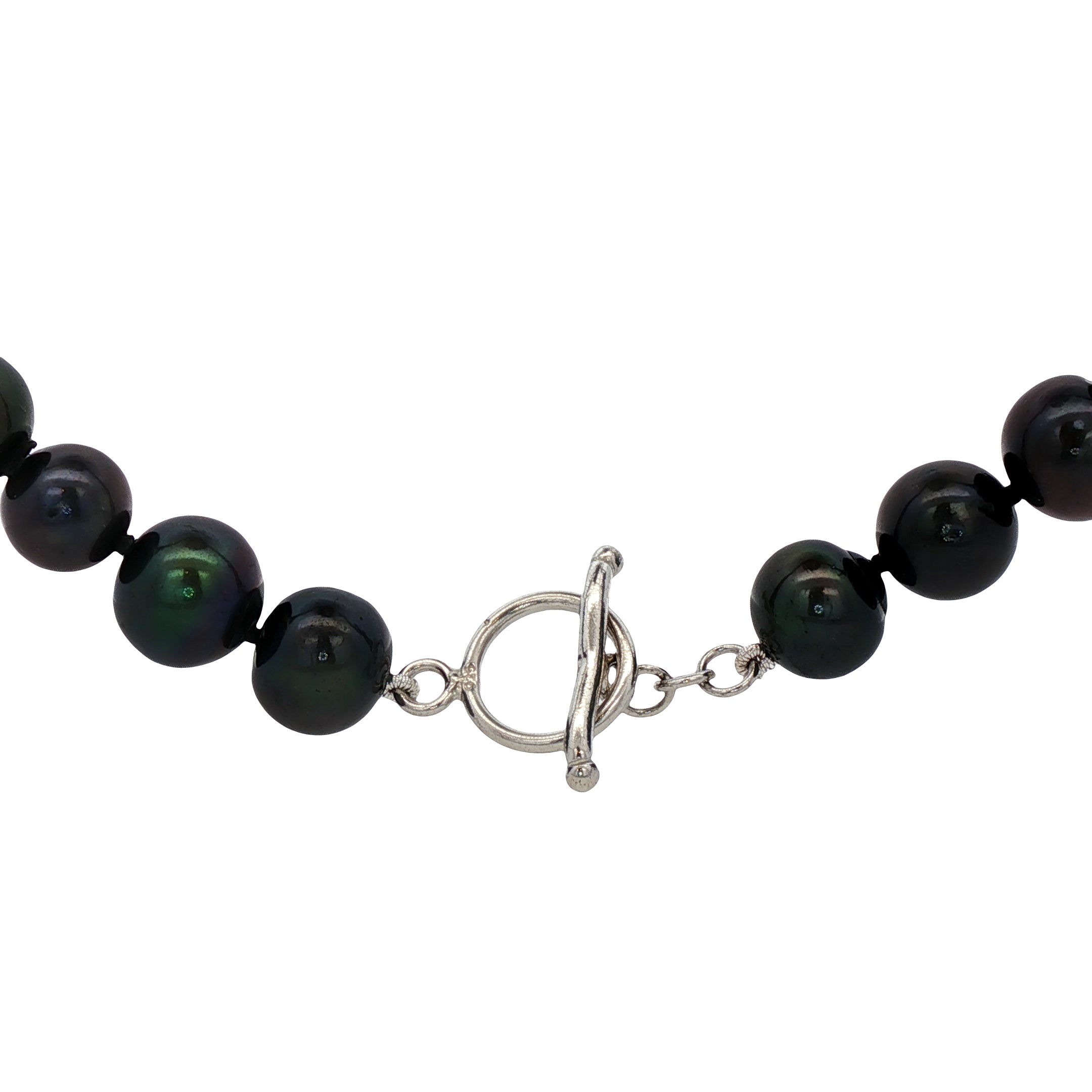 BLACK PEARL STERLING SILVER CLASP 10MM 35INCH NECKLACE