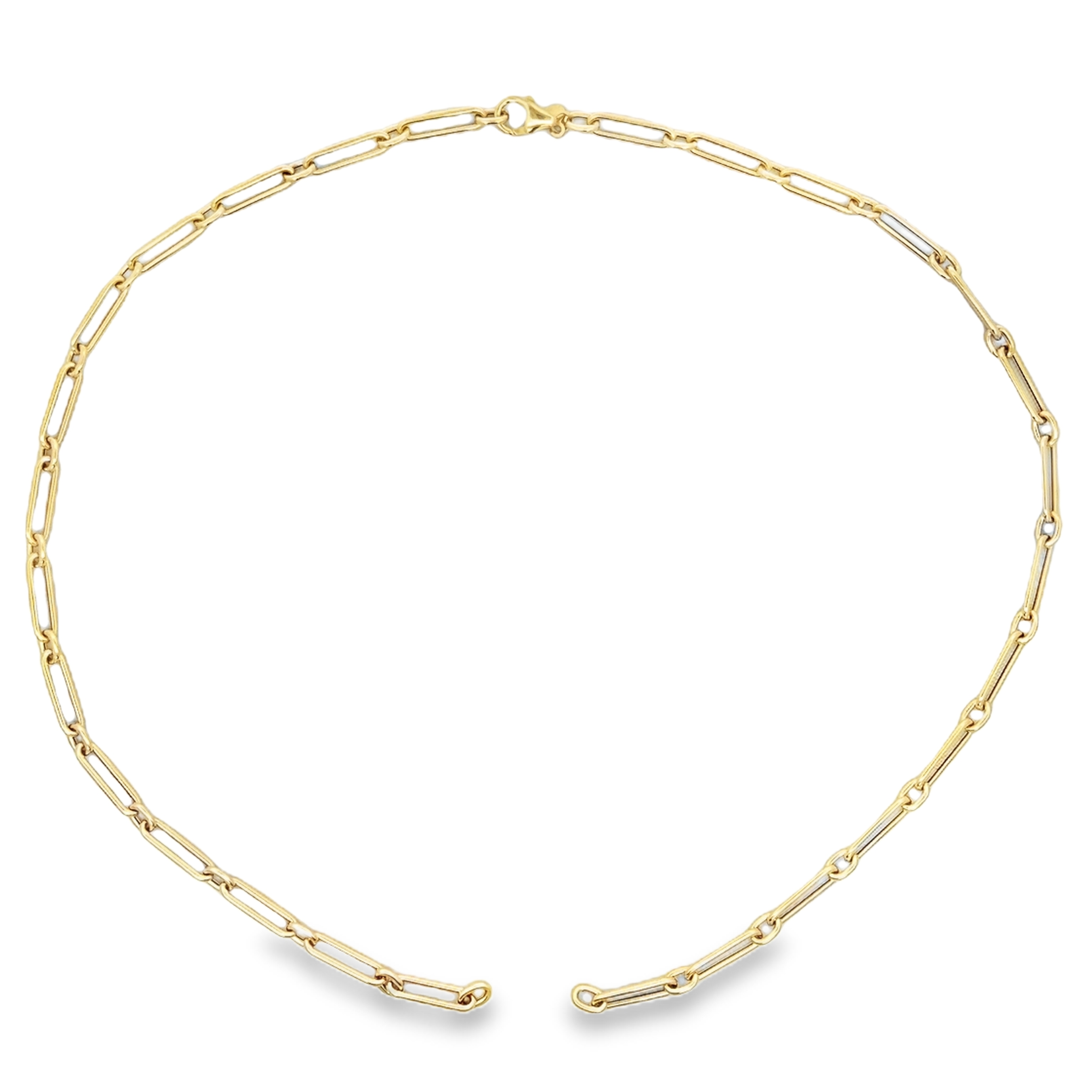 14KY OPEN CHAIN PAPERCLIP SMALL 18INCH NECKLACE