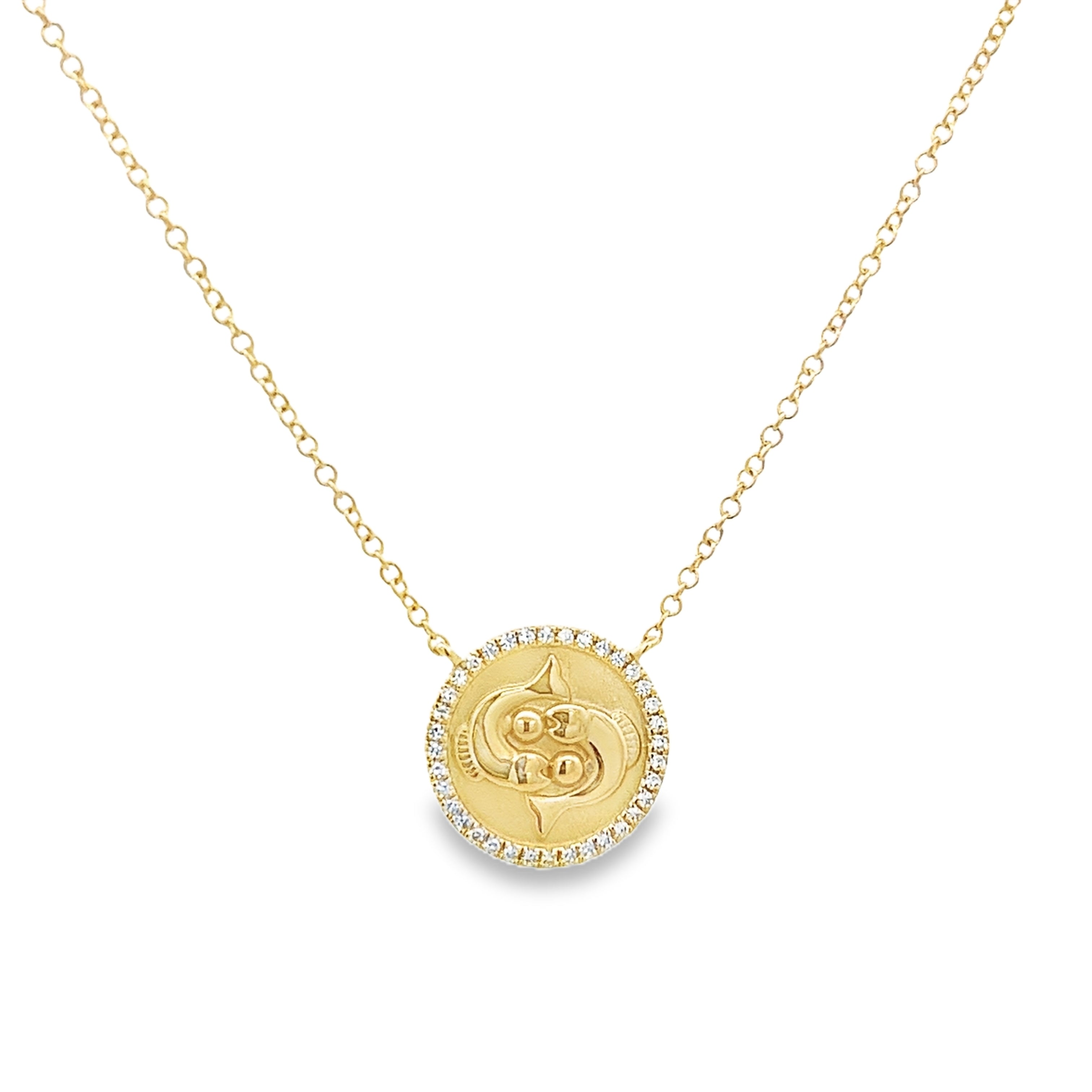 D0.08CT 14KY ZODIAC PISCES NECKLACE