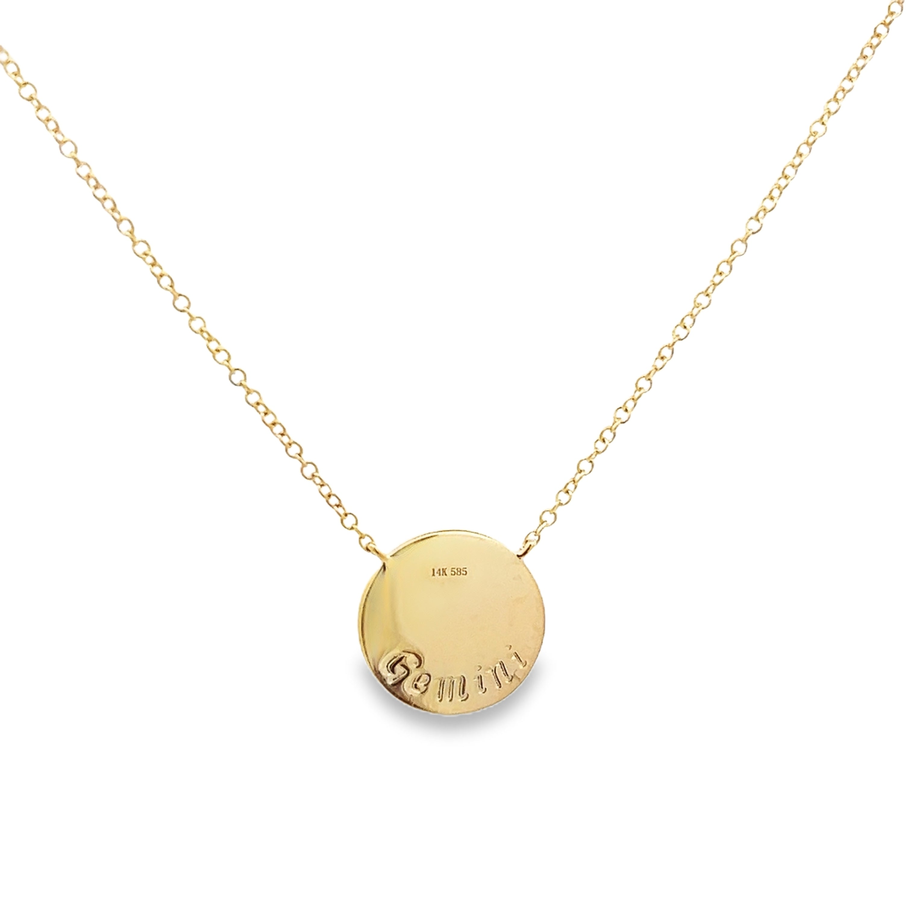 GEMINI ZODIAC PENDANT WITH DIAMOND HALO NECKLACE IN 14K YELLOW GOLD