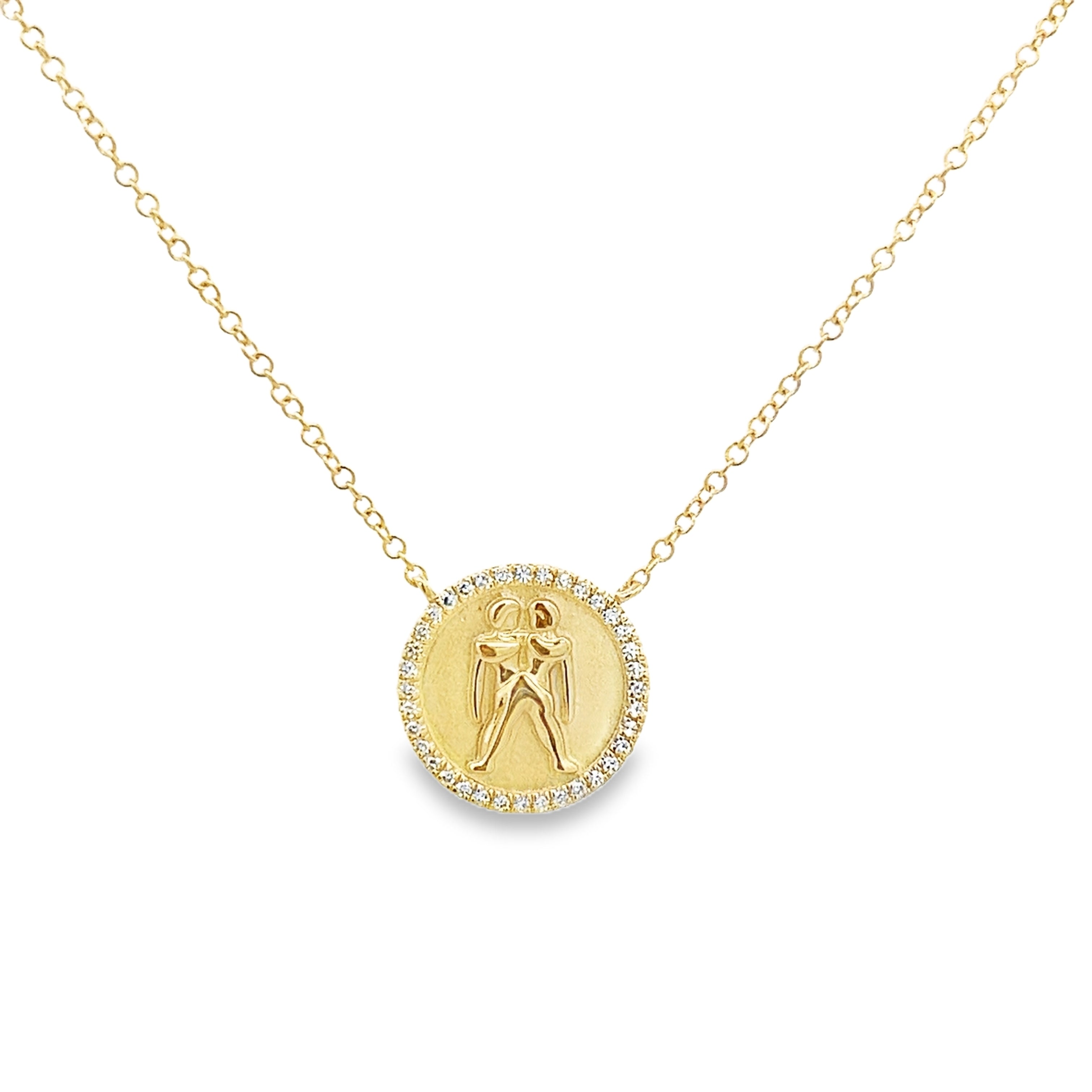 D0.08CT 14KY ZODIAC GEMINI NECKLACE