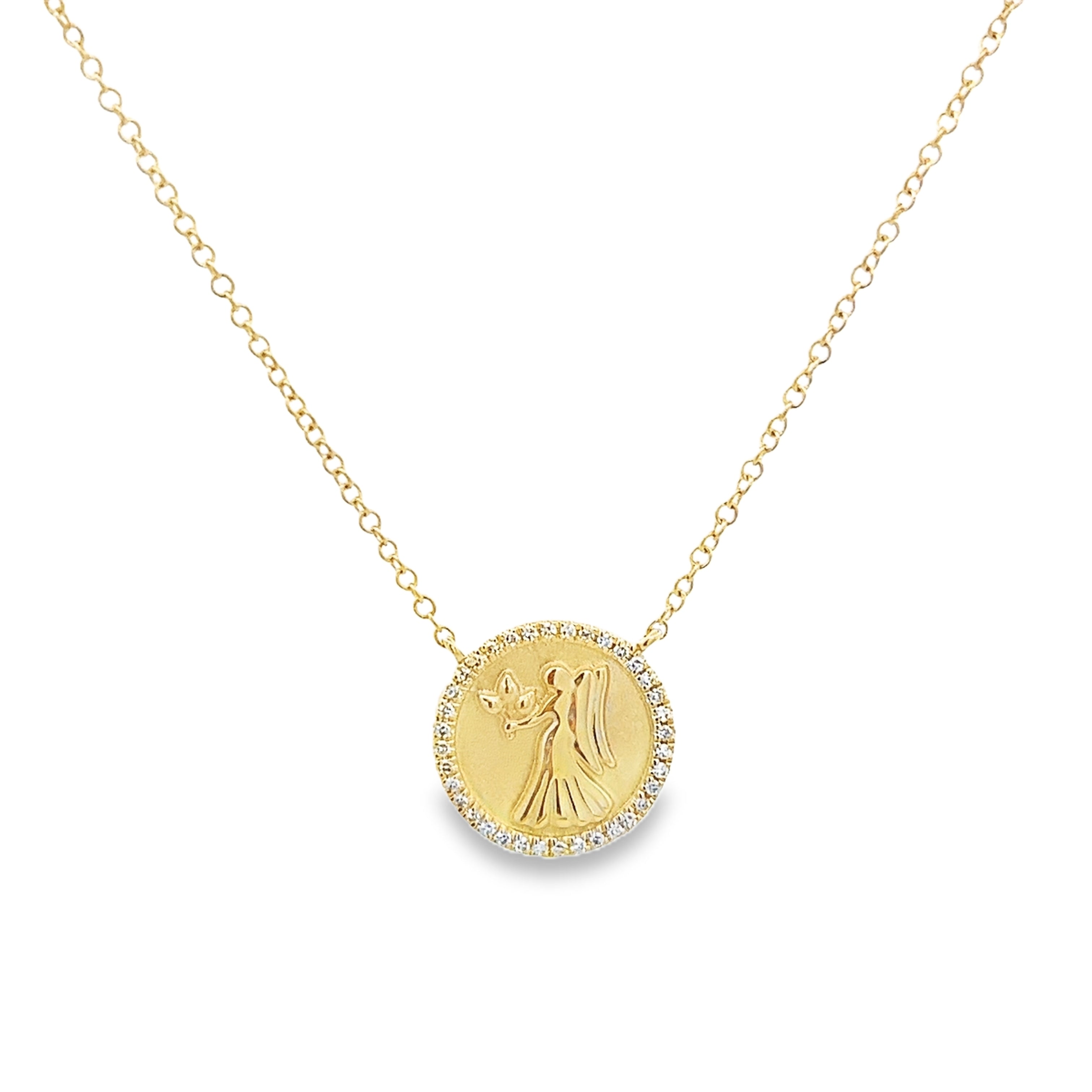 D0.08CT 14KY ZODIAC VIRGO NECKLACE