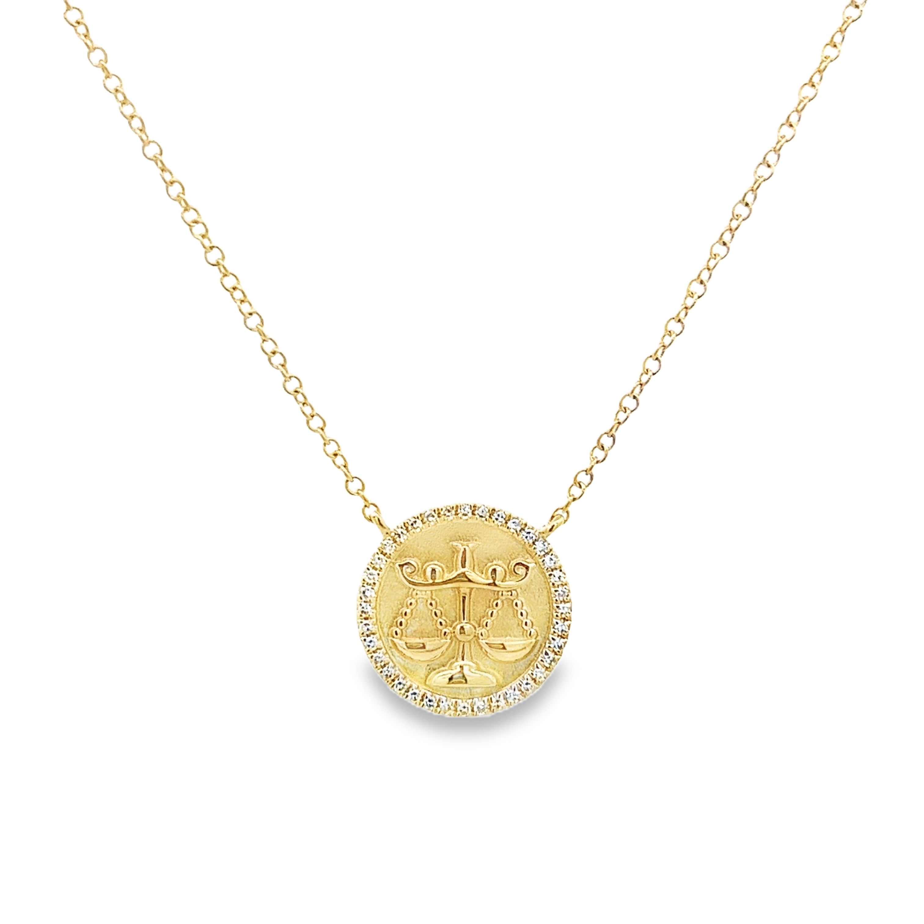 D0.08CT 14KY ZODIAC LIBRA NECKLACE