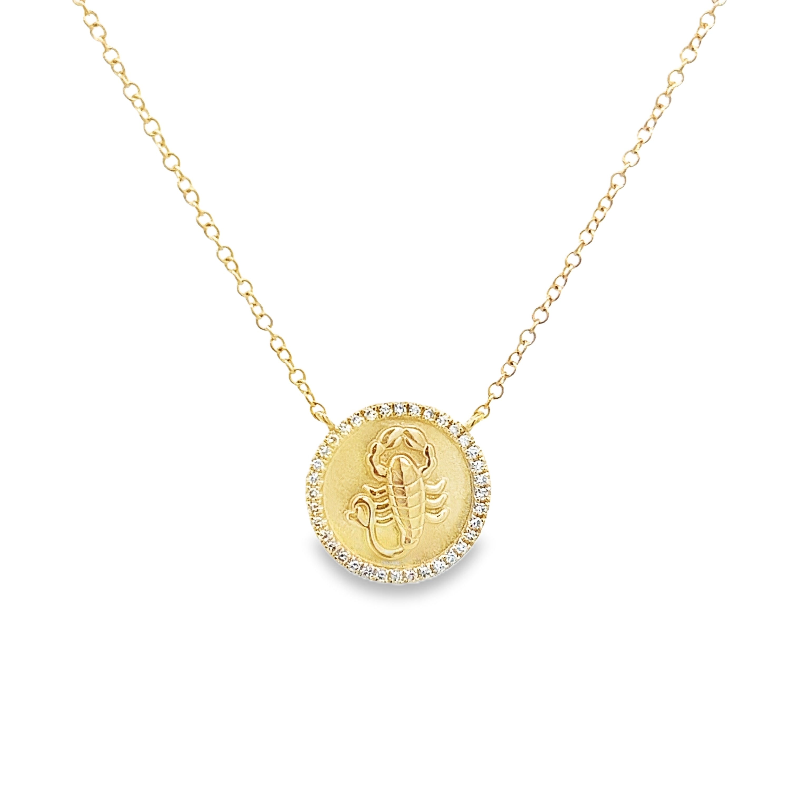 D0.08CT 14KY ZODIAC SCORPIO NECKLACE