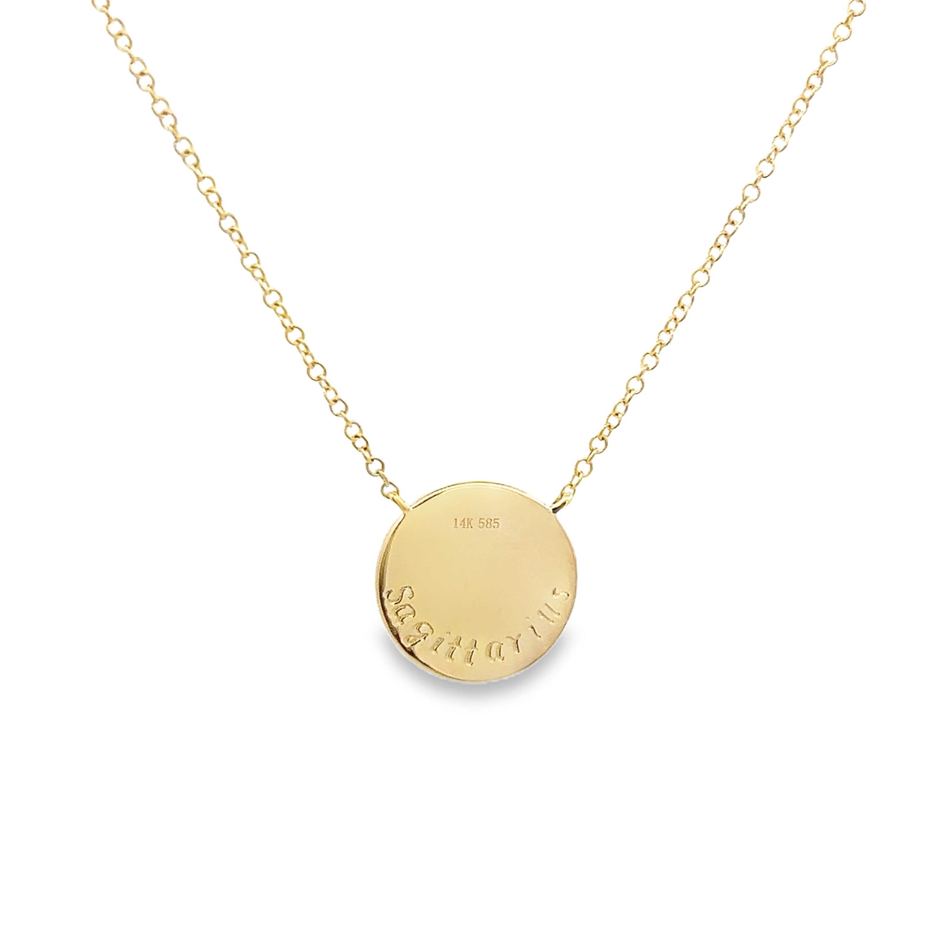 SAGITTARIUS ZODIAC PENDANT WITH DIAMOND HALO IN 14K YELLOW GOLD