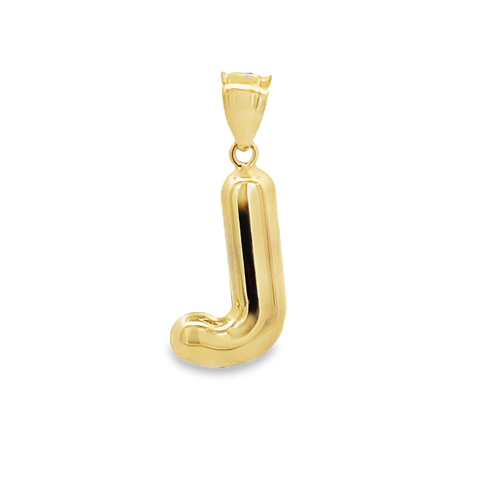 14KY J HOLLOW PUFF INITIALS CHARM