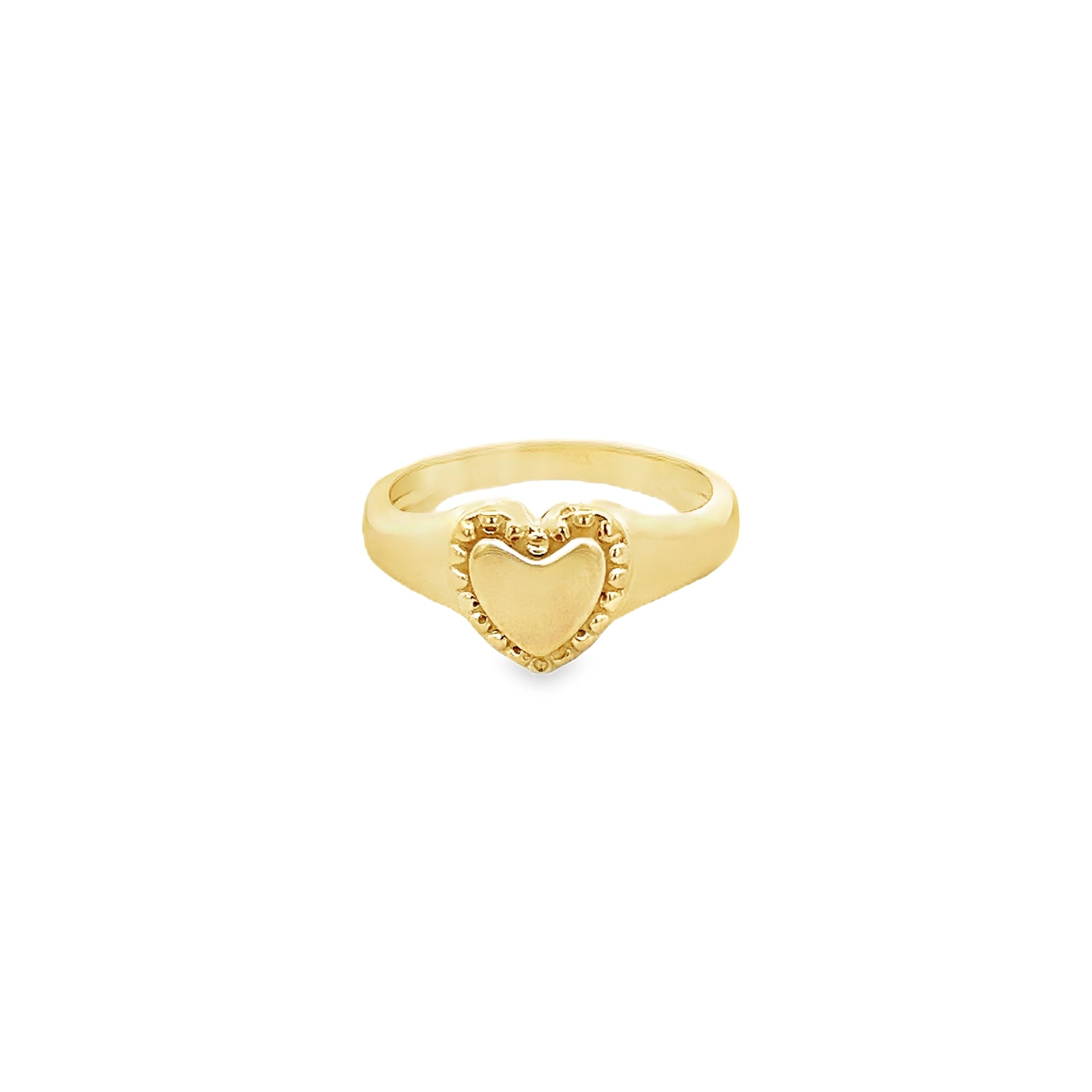 ANILLO DE SELLO DE CORAZÓN FINO EN ORO AMARILLO DE 14 K