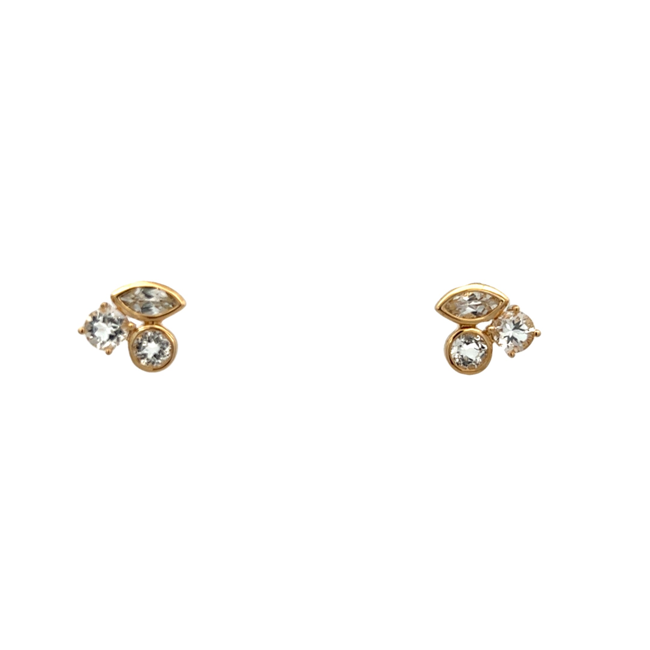 14KY CLUSTER STUDS EARRINGS QUA2.03CT