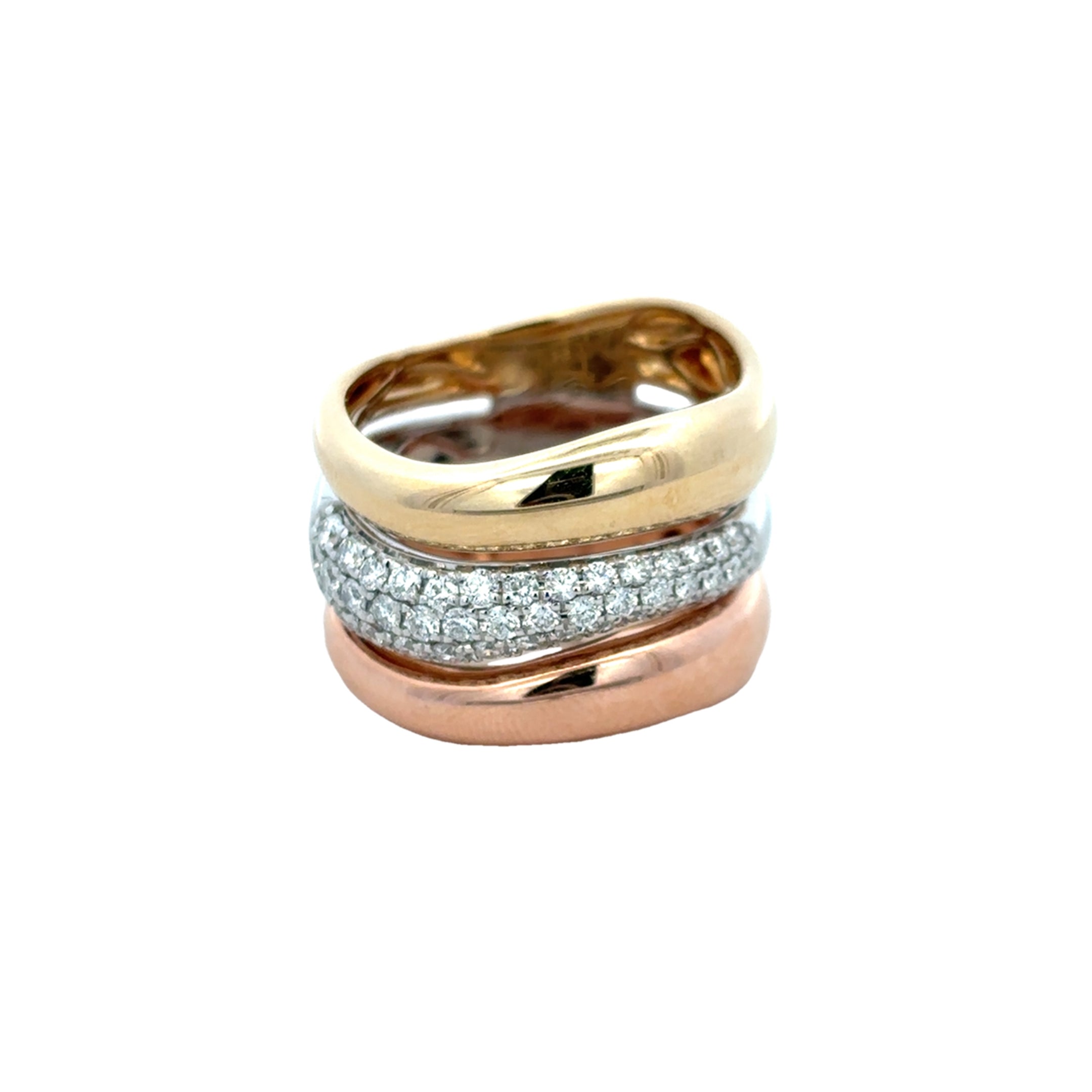 D0.61CT 14KYWR TRIPLE ROW DOME CENTER PAVE RING T6.5