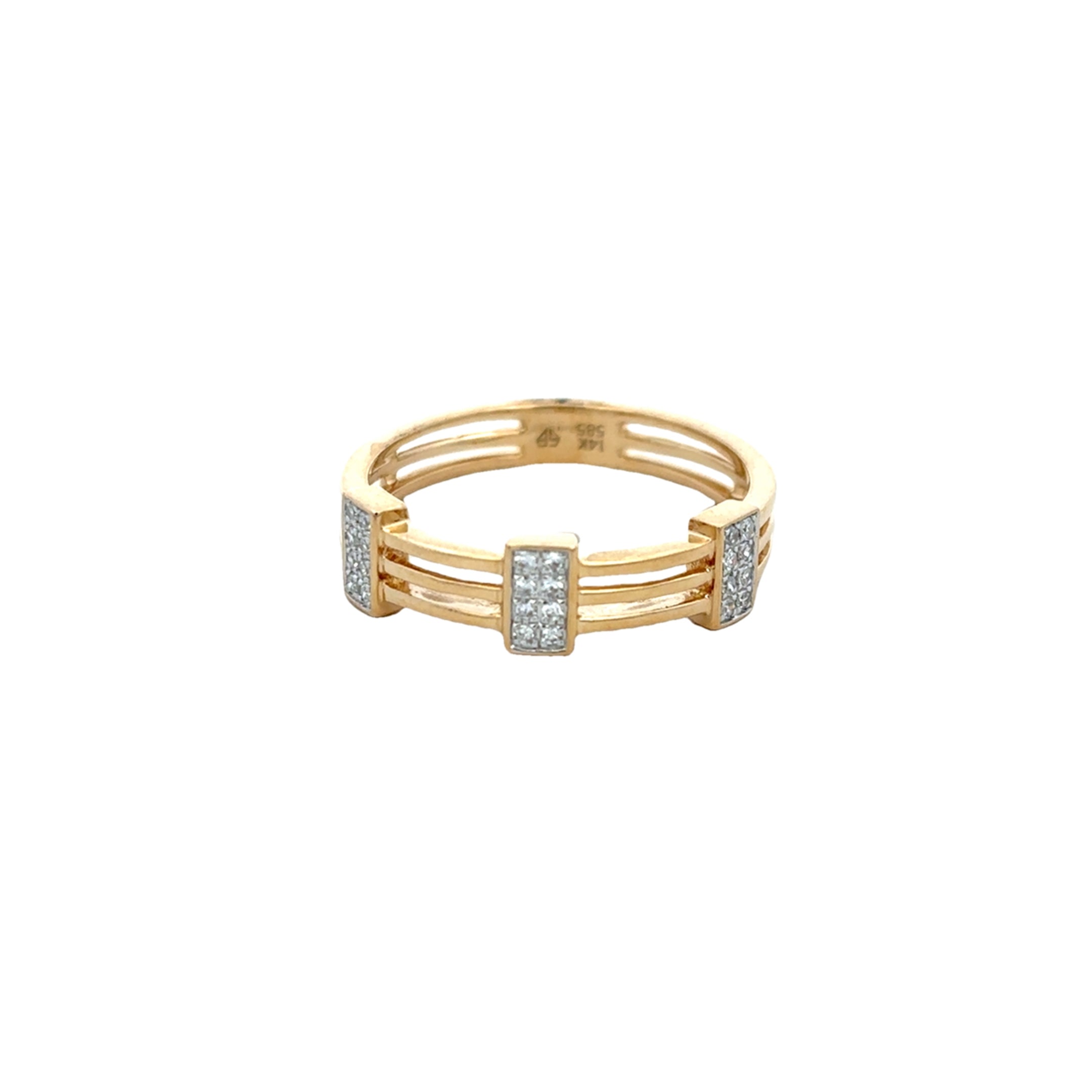 D0.09CT 14KY THREE BAGUETTE WITH TRIPLE ROW RING T6.5