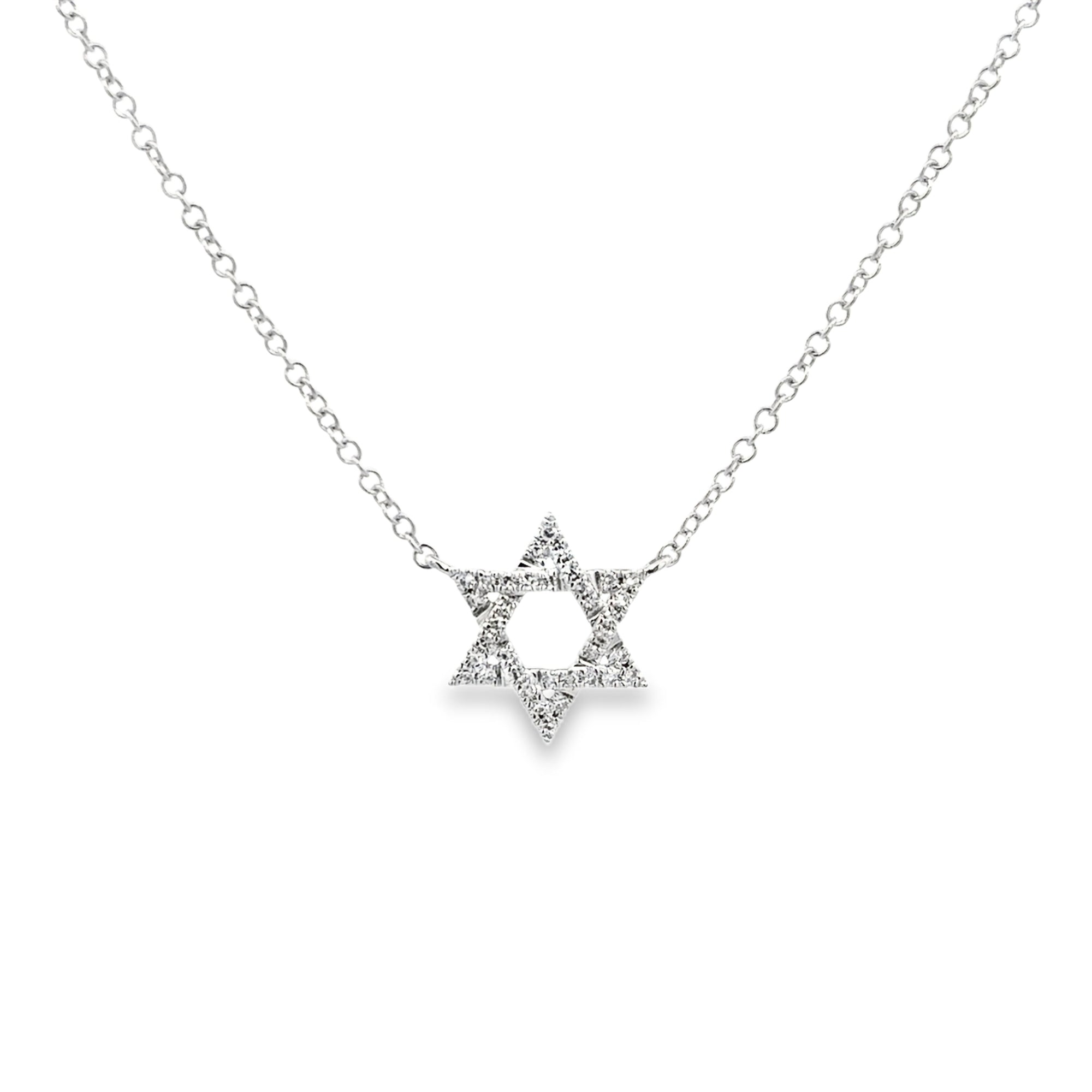 DIAMOND STAR OF DAVID NECKLACE SET IN 14K WHITE GOLD