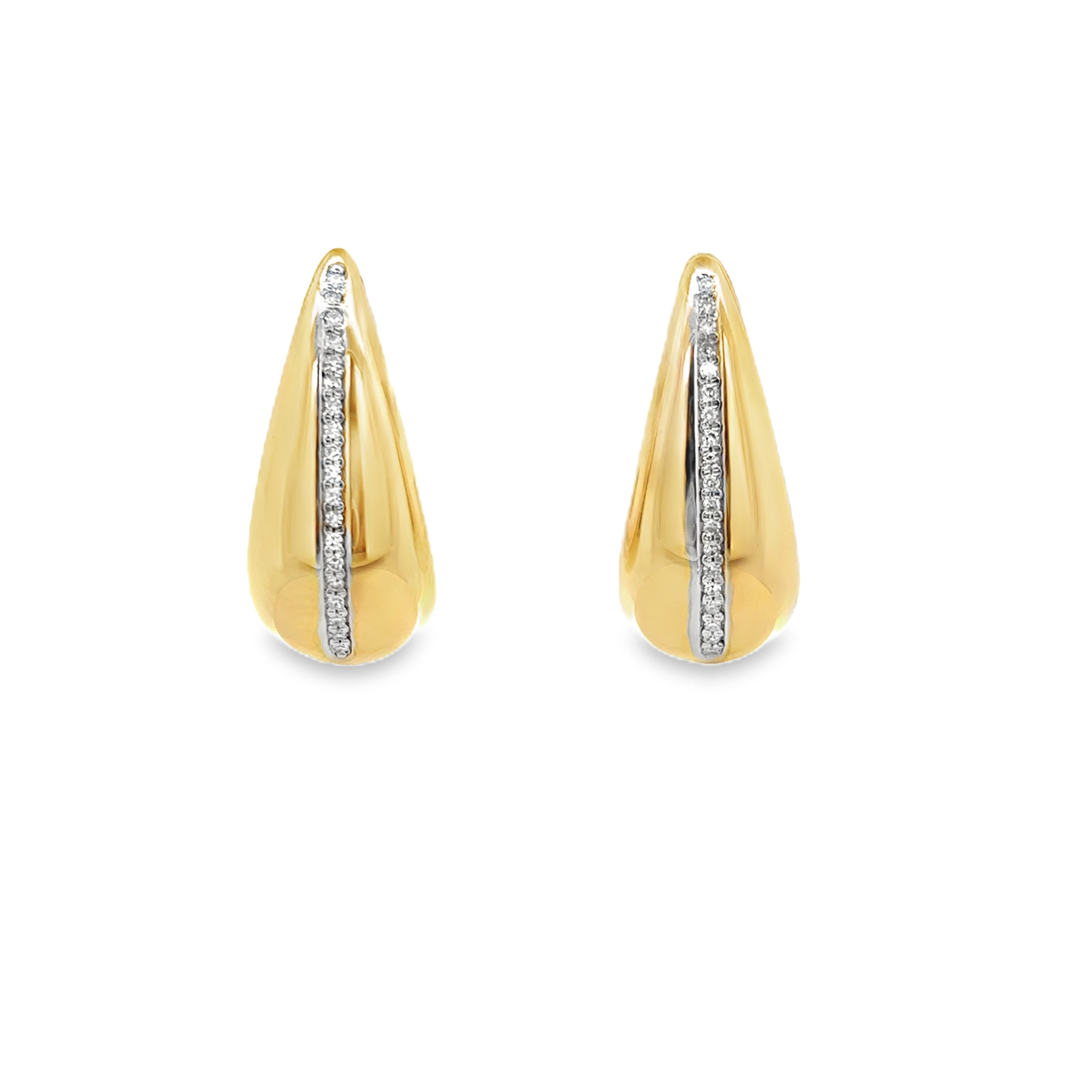 D0.08CT 14KY DOME DROP LINE DIAMOND 20MM EARRINGS