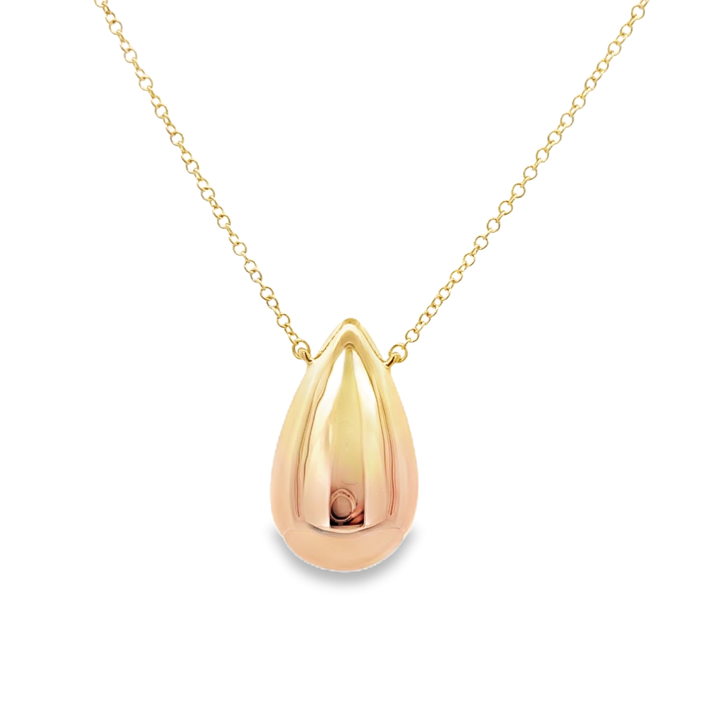 14KY TEARDROP PUFFY NECKLACE