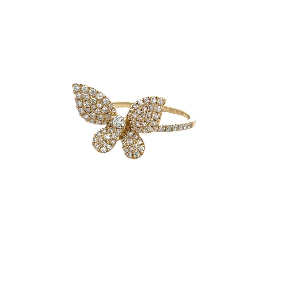 D0.62CT 14KY BUTTERFLY PAVE RING T6.5