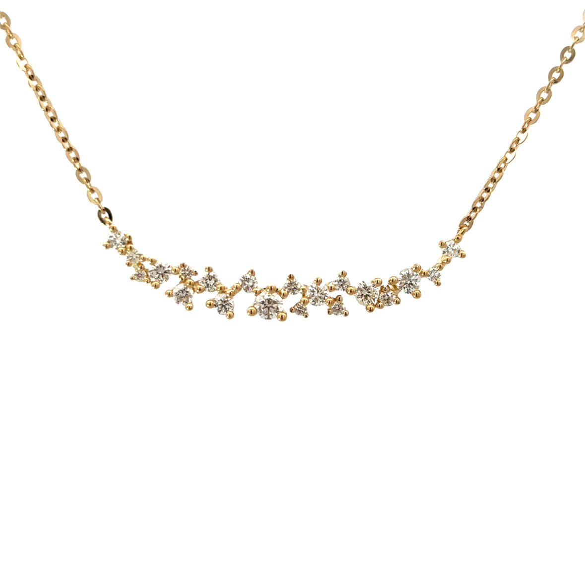 D0.49CT 14KY CLUSTER BAR NECKLACE