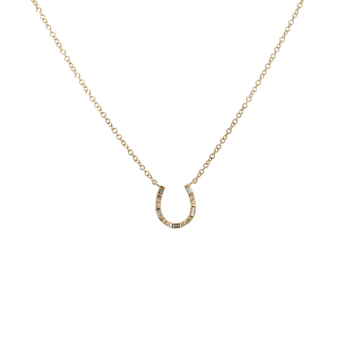 D0.10CT 14KY HORSESHOE MEDIUM NECKLACE