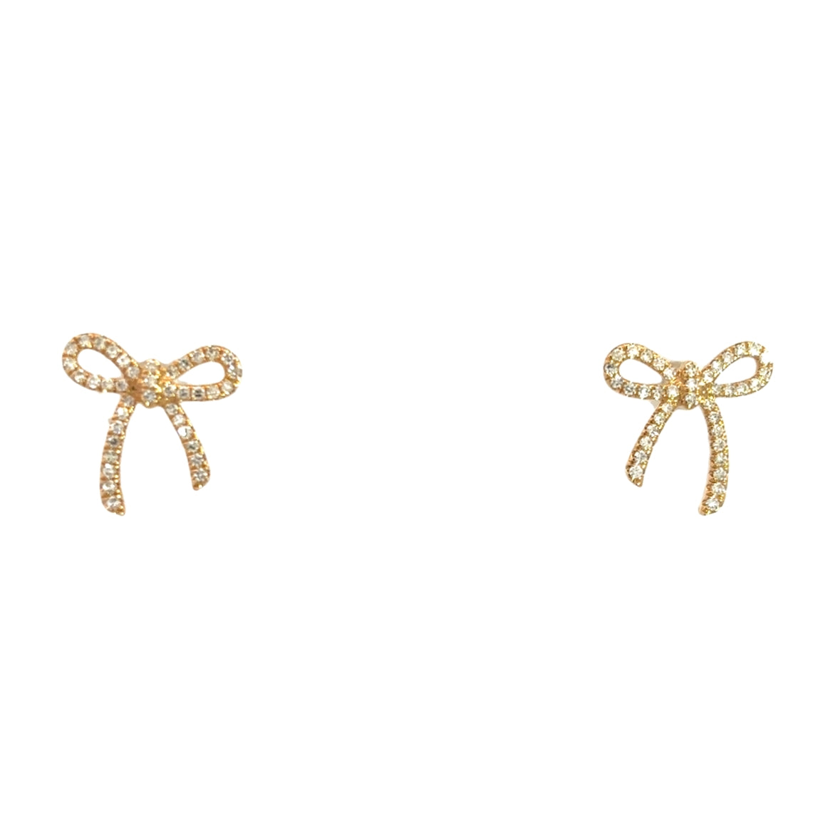 DIAMOND BOW EARRINGS SET IN 14K YELLOW GOLD