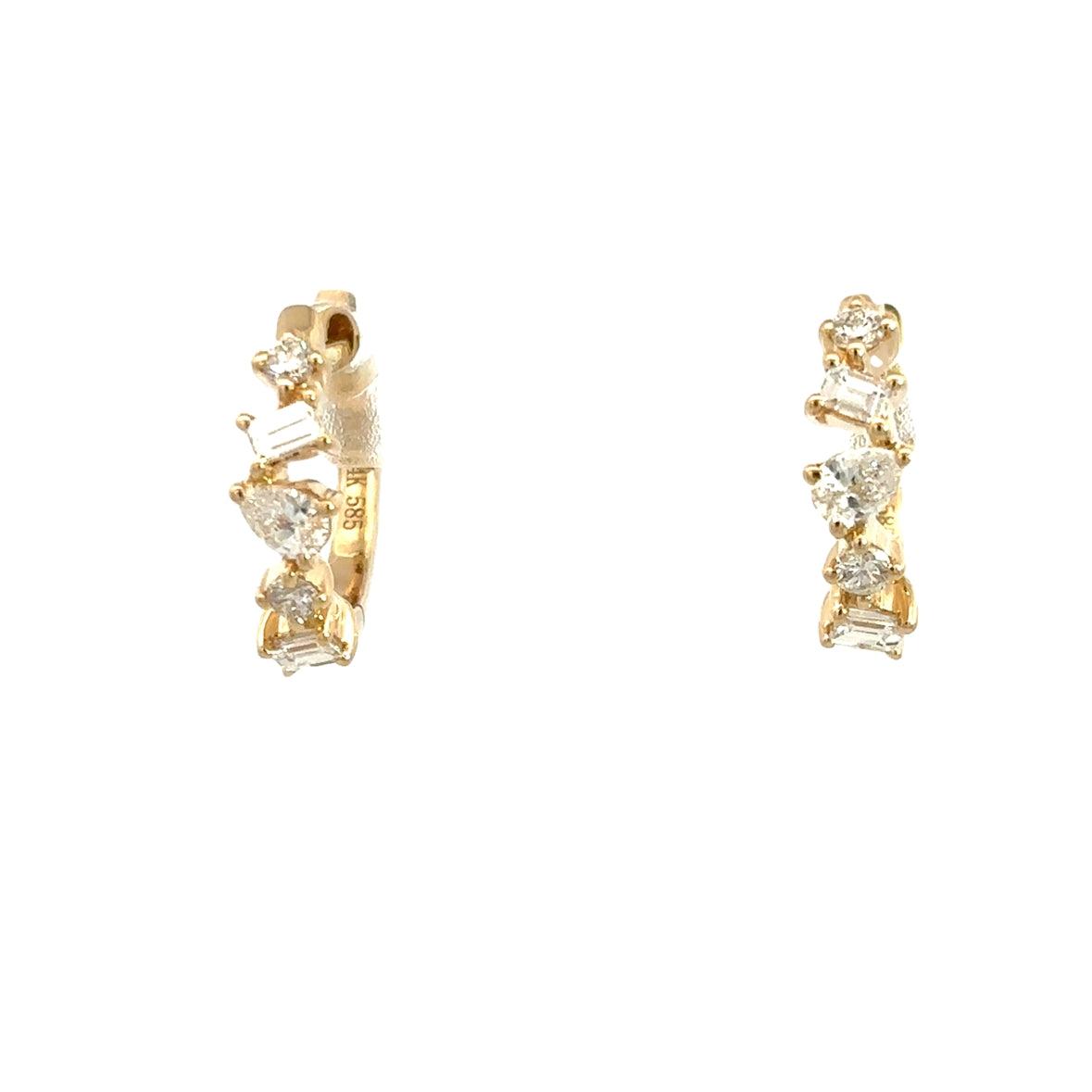 D0.08CT 14KY CLUSTER DIAMONDS HUGGIES
