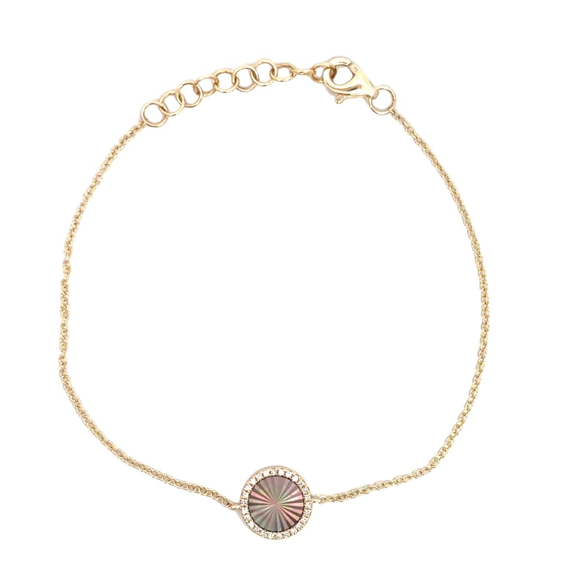 D0.06CT 14KY TEXTURE SMALL CIRCLE BRACELET MOPB0.51CT