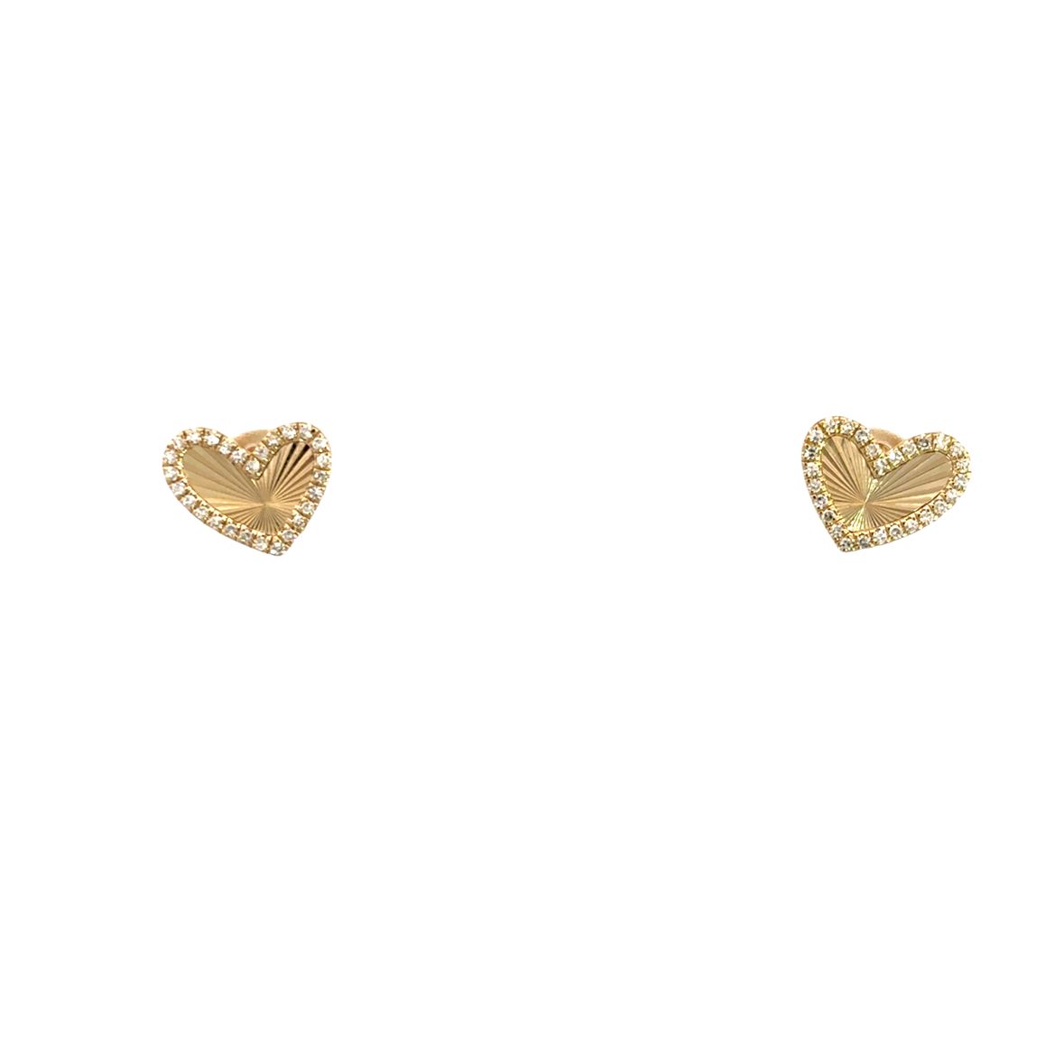 D0.12CT 14KY TEXTURE HEART CURV EARRINGS
