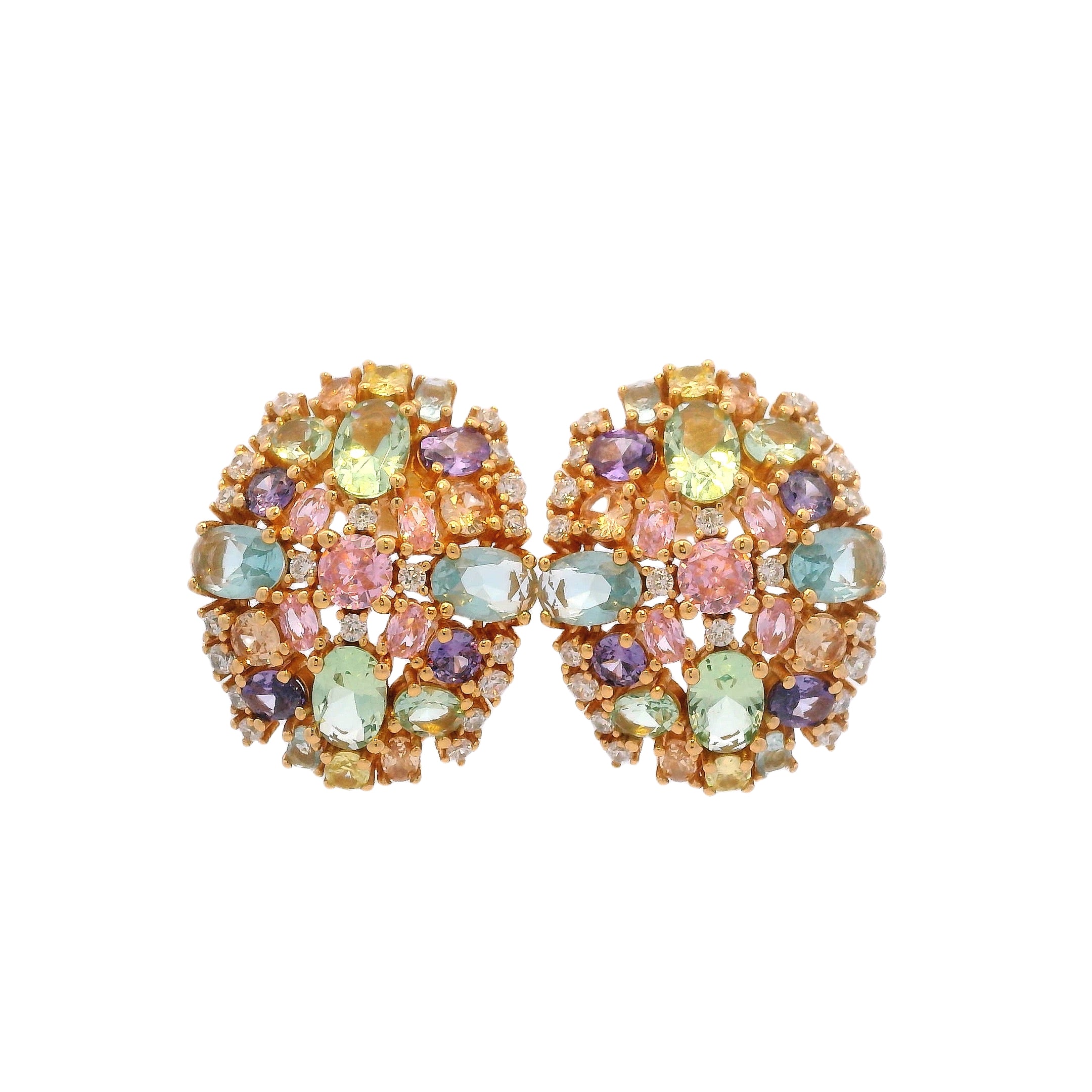 925GD DOME CLUSTER MULTICOLOR CZ EARRINGS