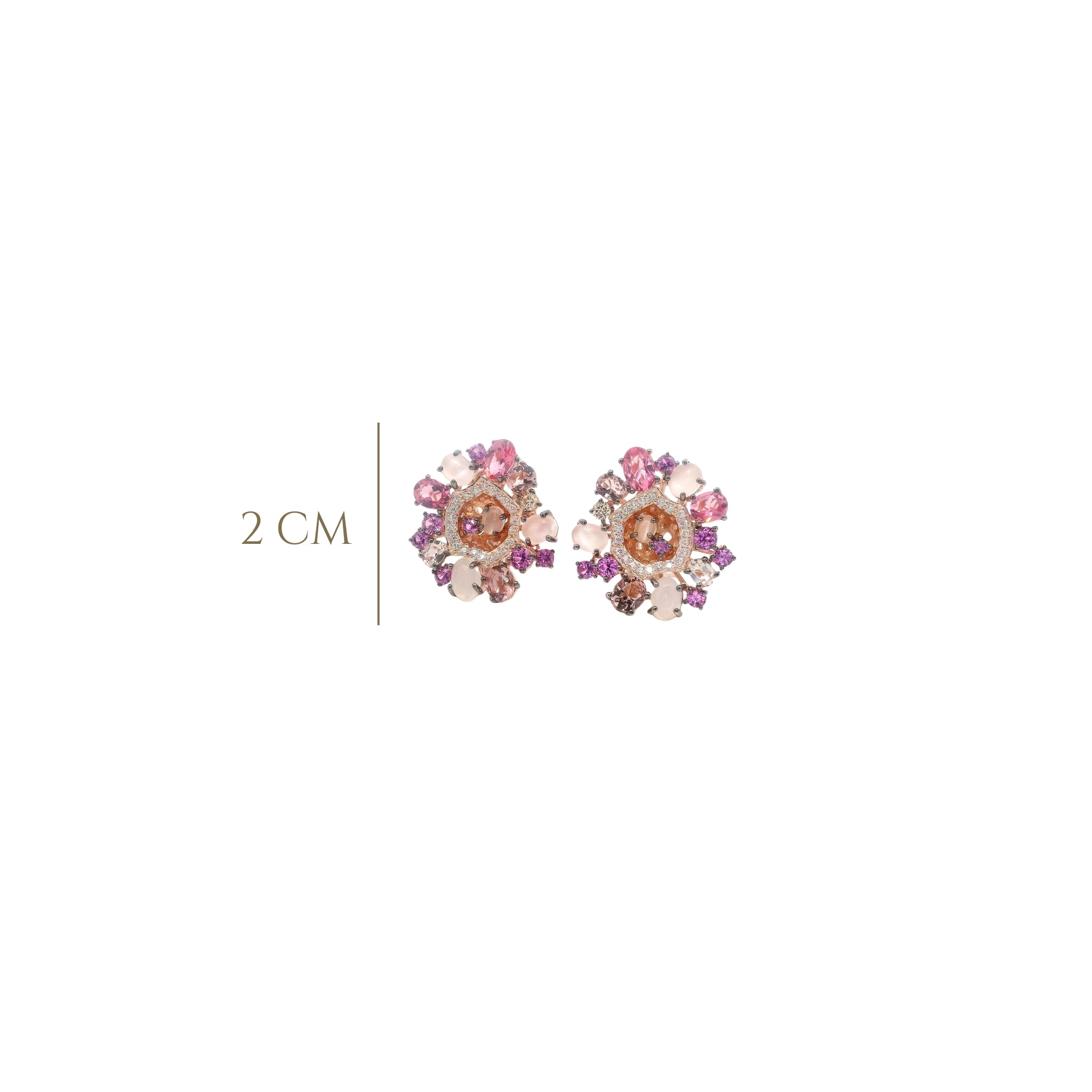 925RG CIRCLE PINK CHAMPANGE MOONSTONE EARRINGS