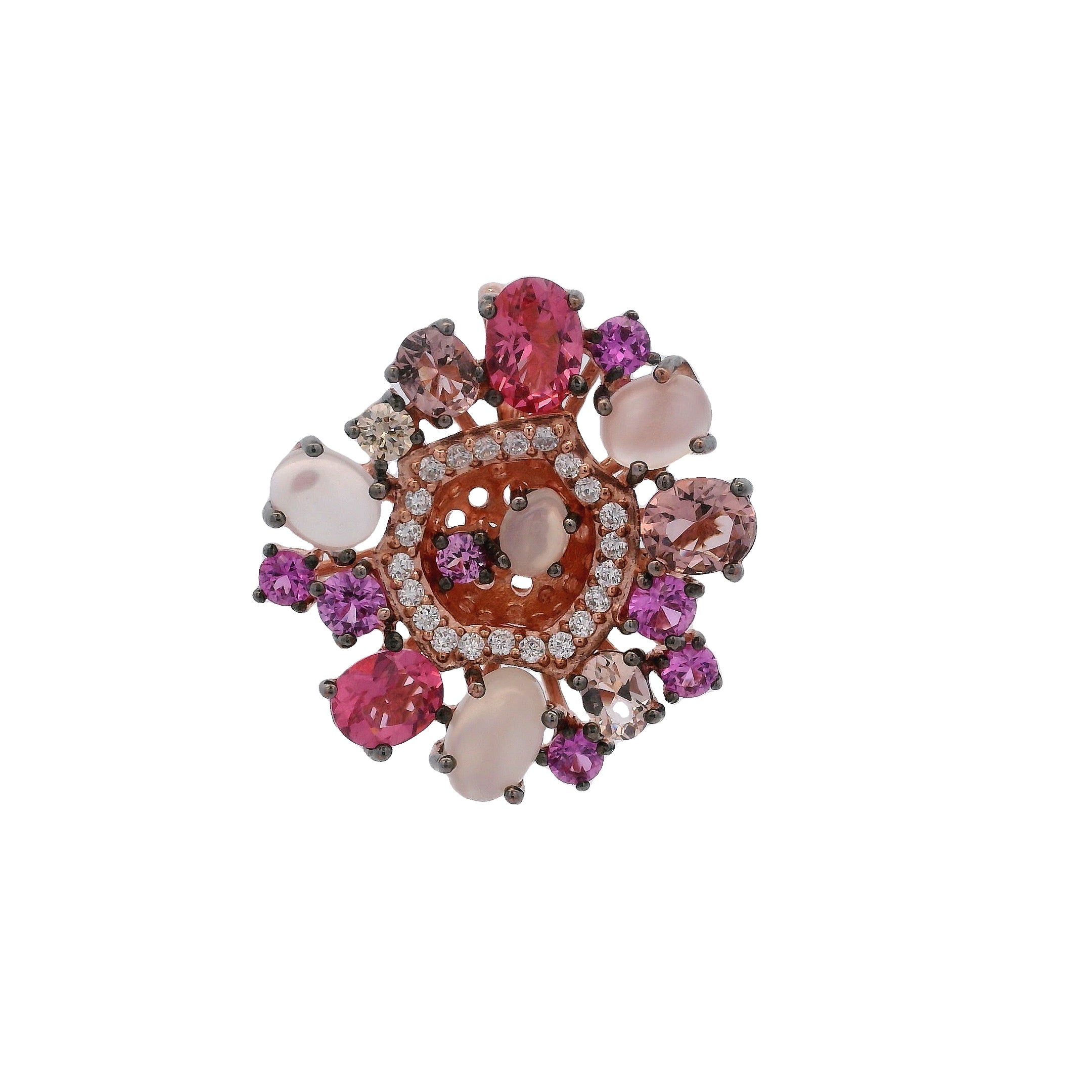 925RG CIRCLE PINK CHAMPANGE MOONSTONE PENDANT