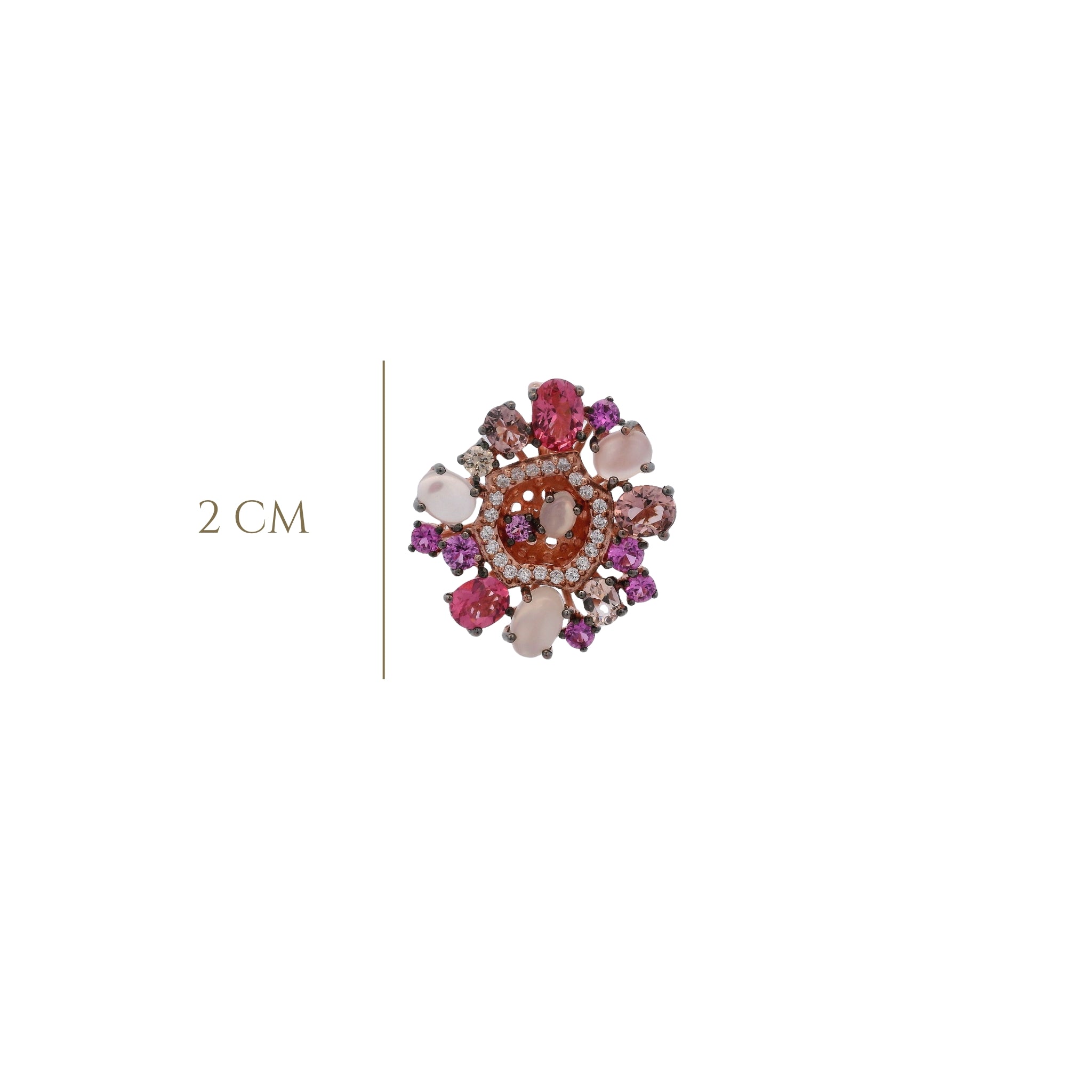 925RG CIRCLE PINK CHAMPANGE MOONSTONE PENDANT