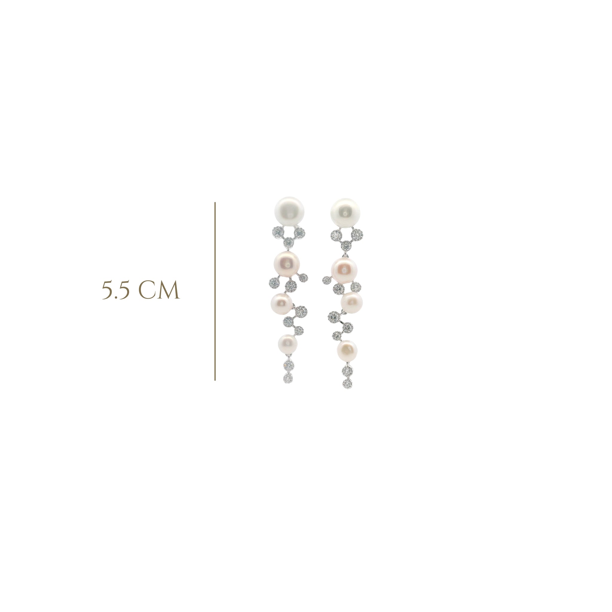 925SL DROP PERL WHITE CZ EARRINGS