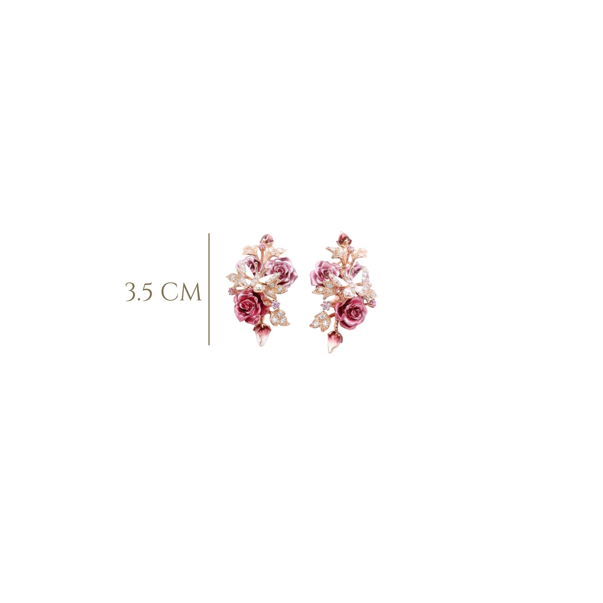 925RG TRIPLE FLOWER PINK AND BUTTERFLY EARRINGS