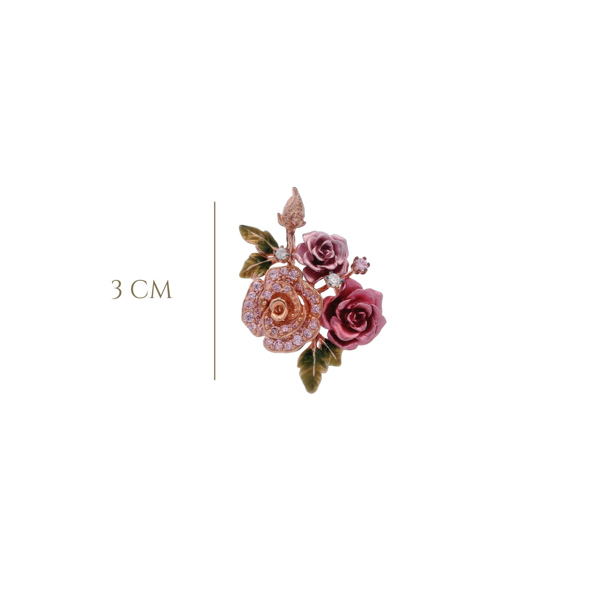 925RG TRIPLE FLOWER PINK AND CZ PENDANT