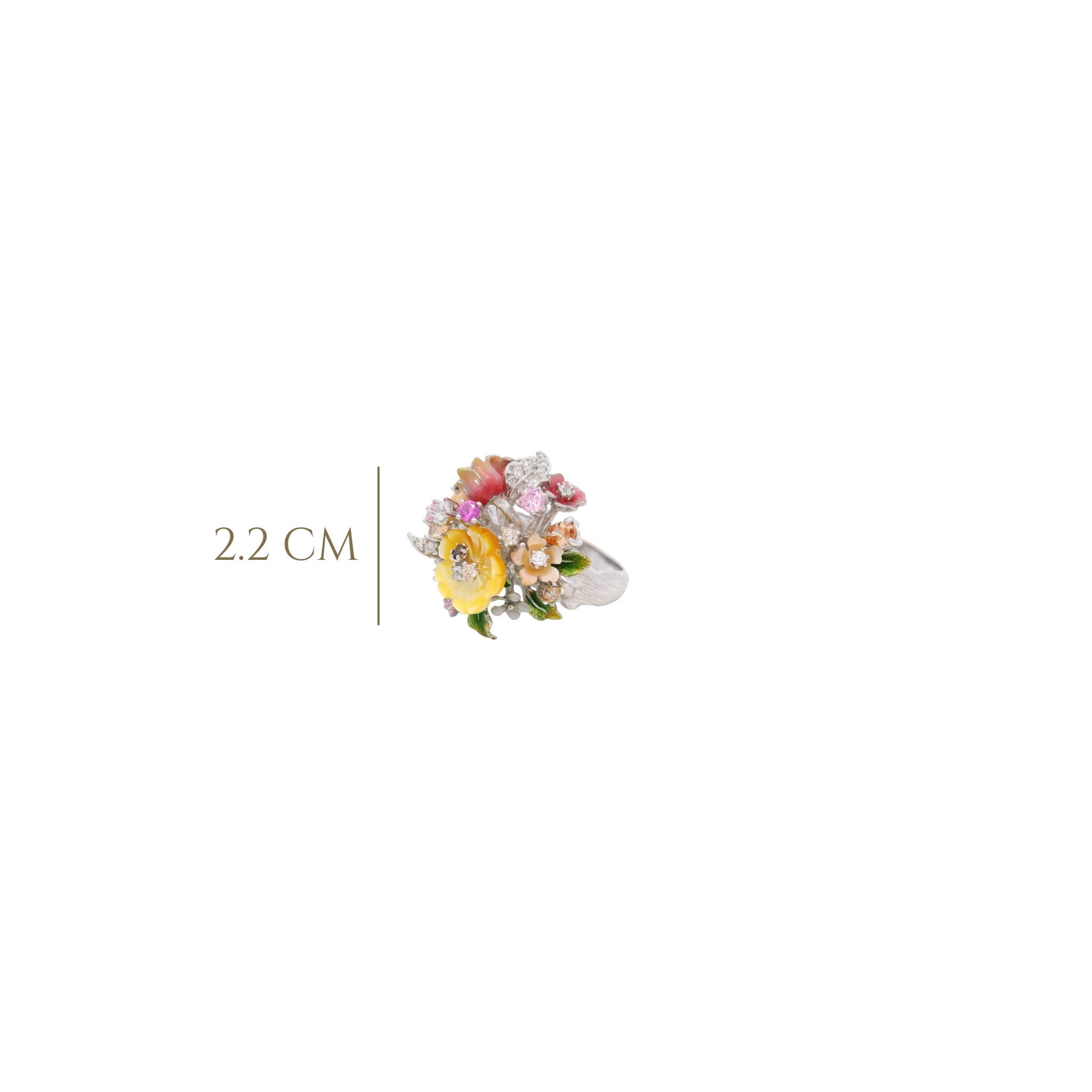 925SL CLUSTER FLOWER MIX STONE RING T6