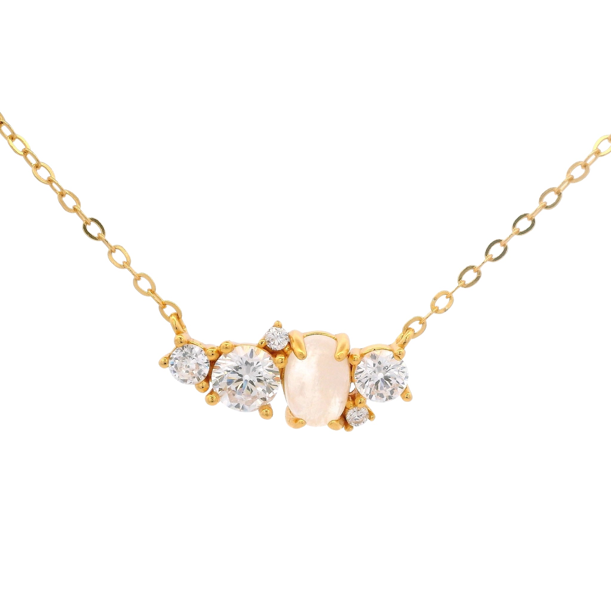 925YG CLUSTER NECKLACE CZ