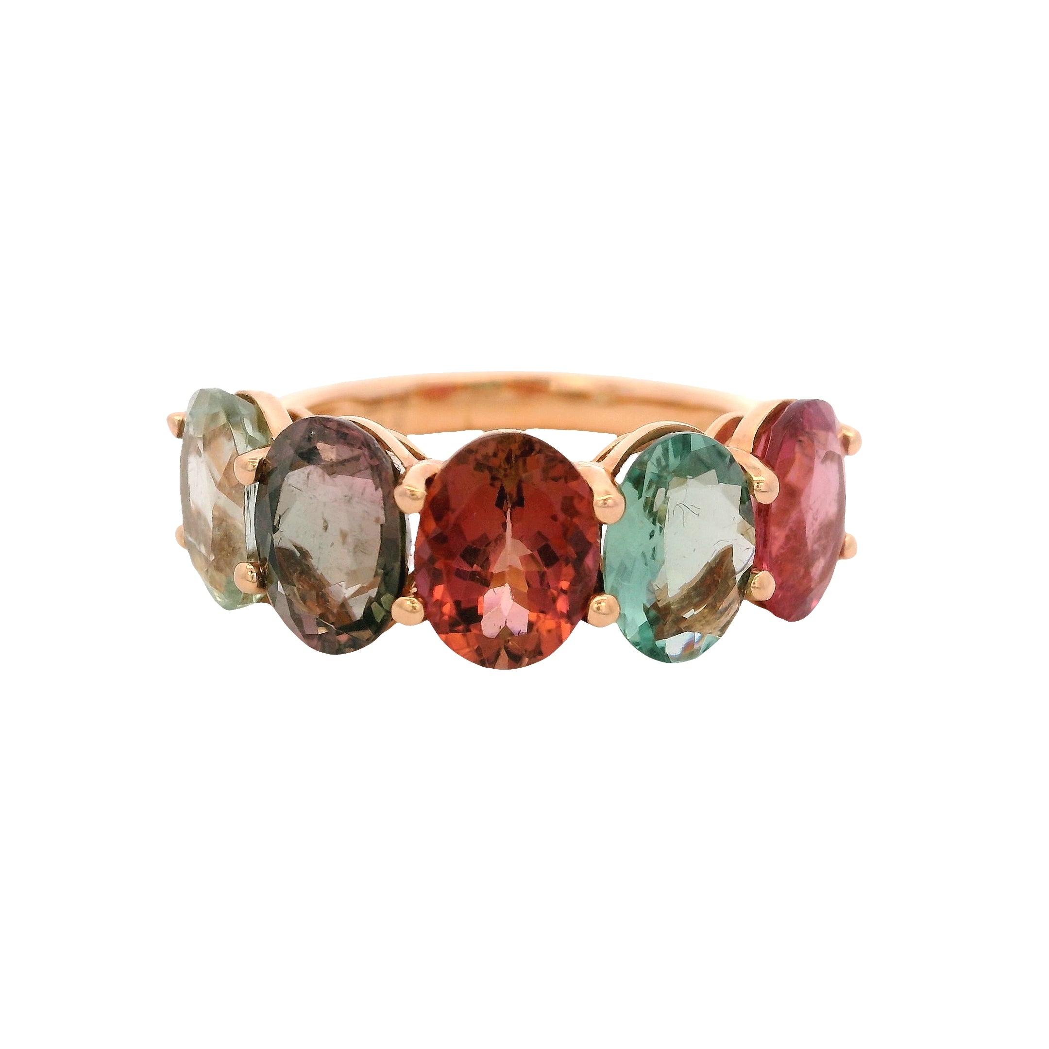 18KR FIVE STONE RING TOU6.26CT T7