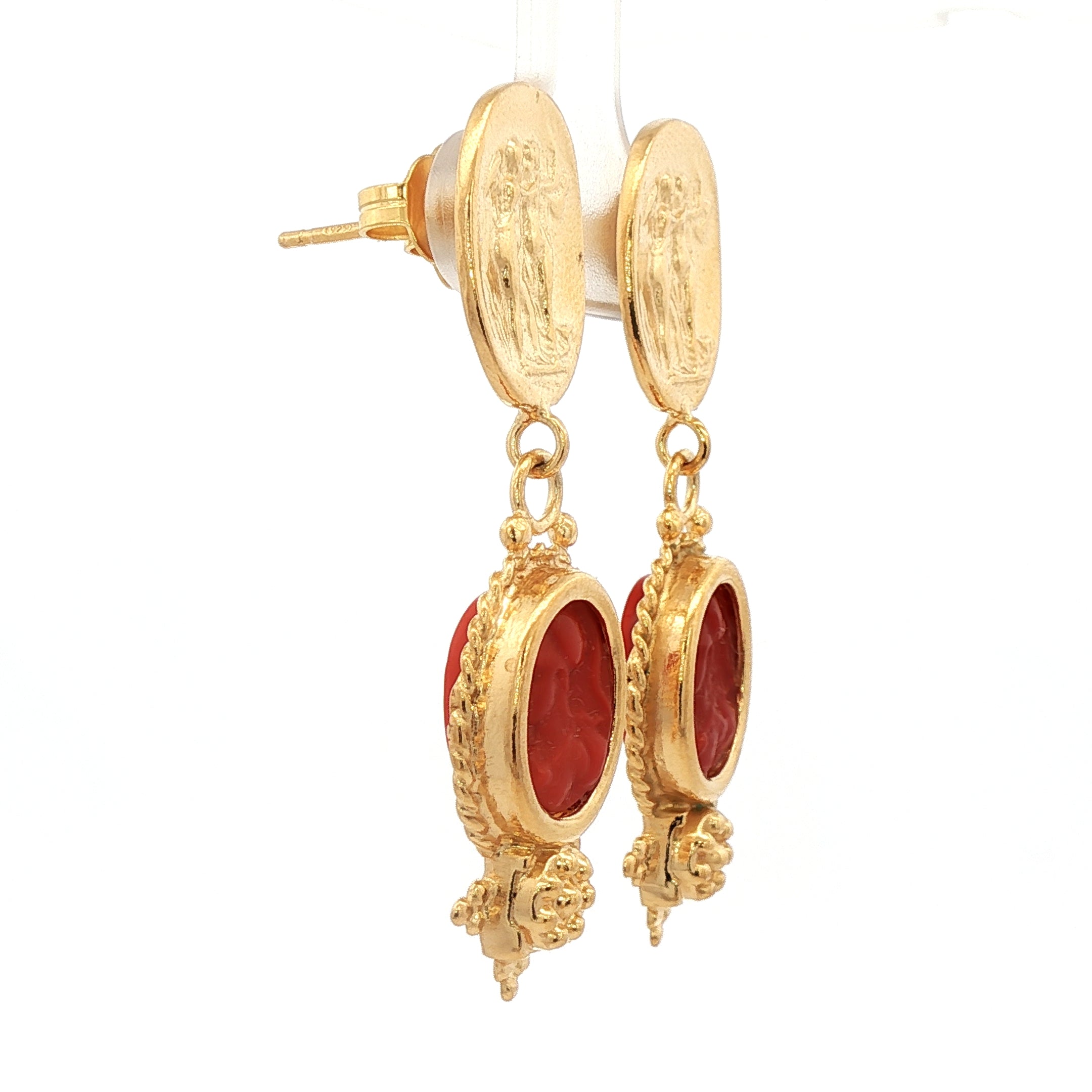 925YG ATHENA ORANGE MATTE EARRINGS