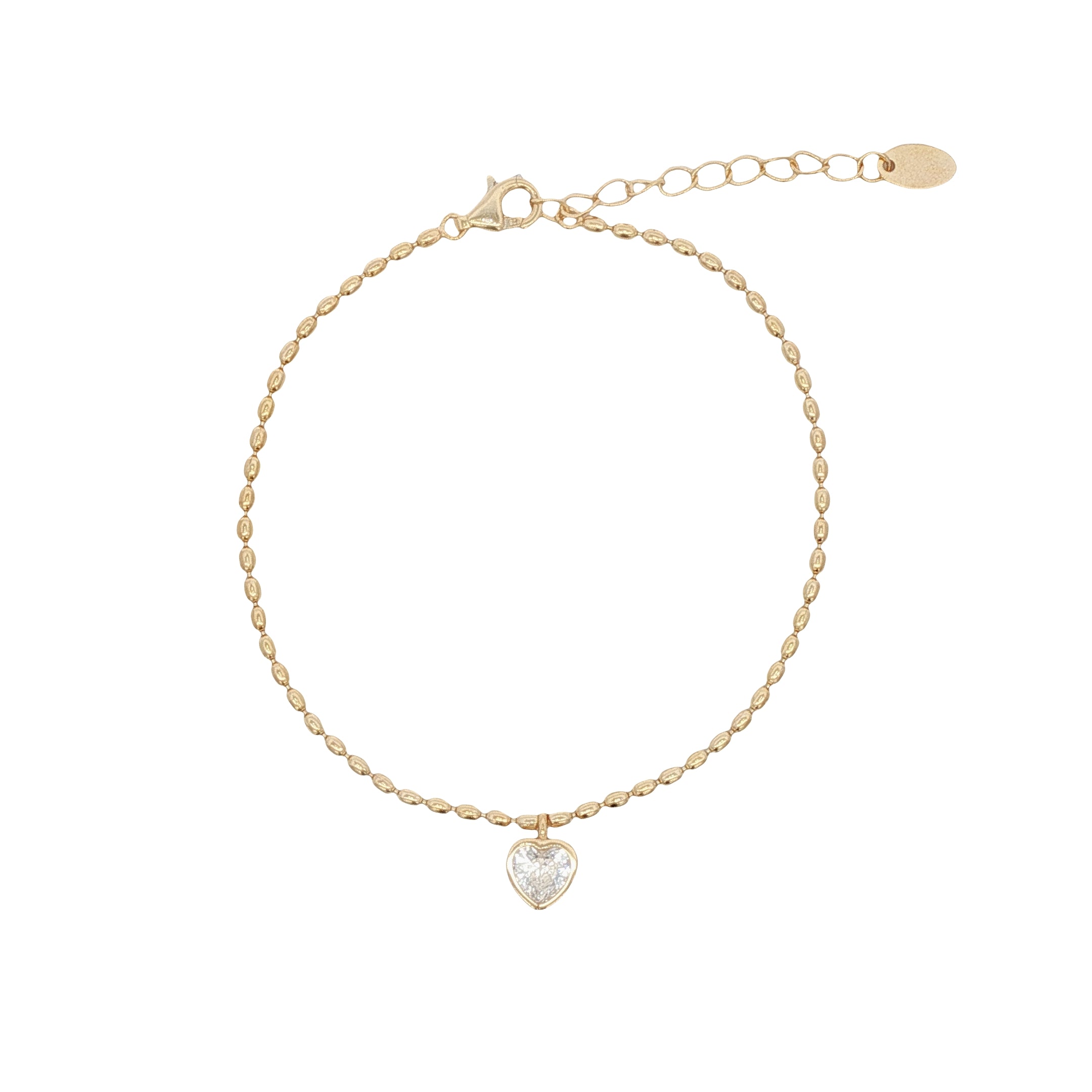 925YG MINI HEART SOLITARY CZ BRACELET