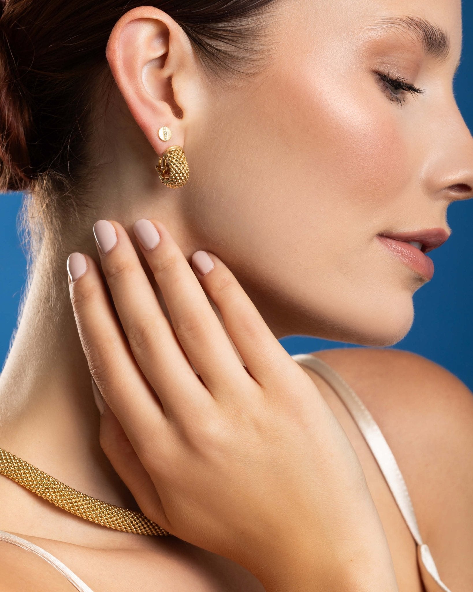 14 KY HALF HOOPS MESH EARRINGS - C'SANTOS