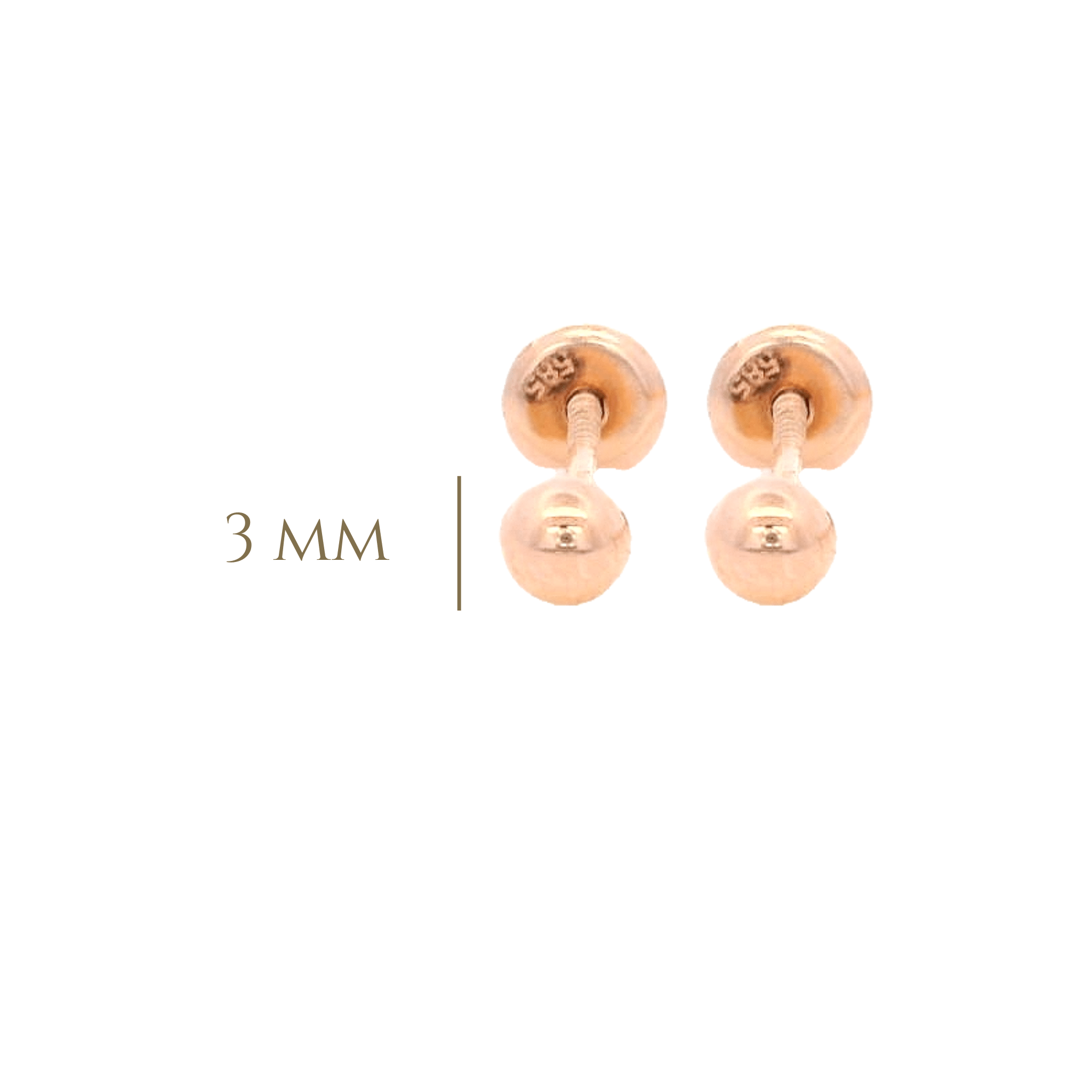 14KR DOME CIRCLE SMOOTH 3MM EARRINGS - C'SANTOS