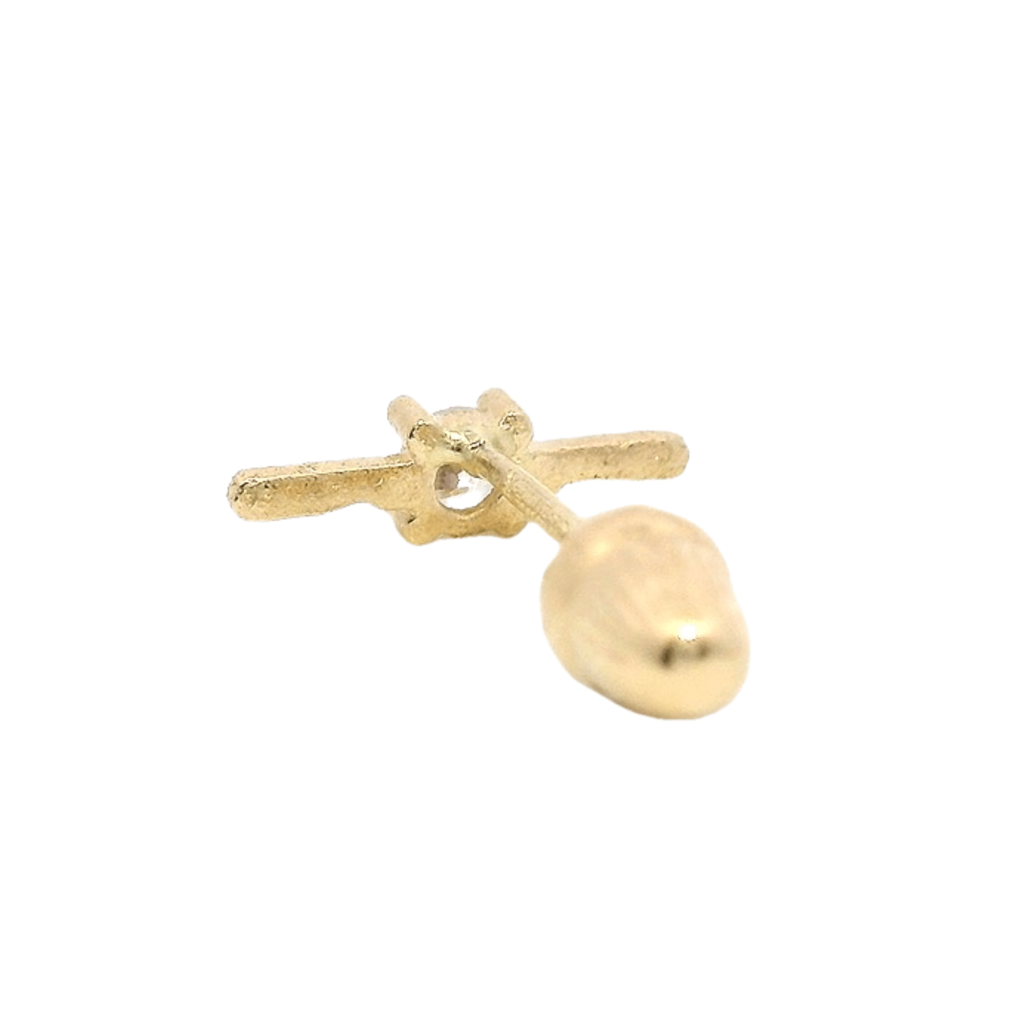 14KY BAR WITH STONE IN THE CENTER PIERCING - C'SANTOS