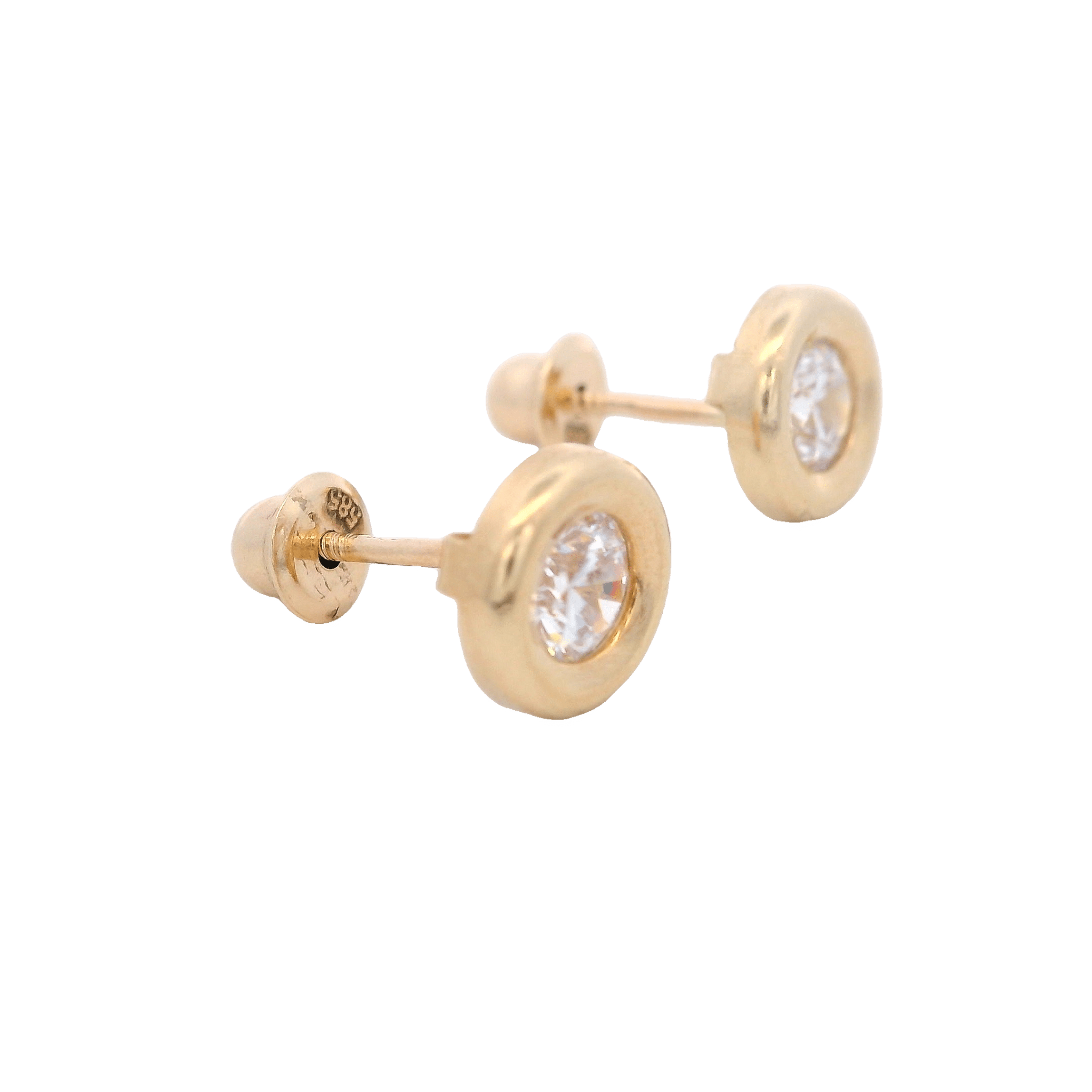 14KY BEZEL ABRIL CZ DIAMANTE EARRINGS - C'SANTOS