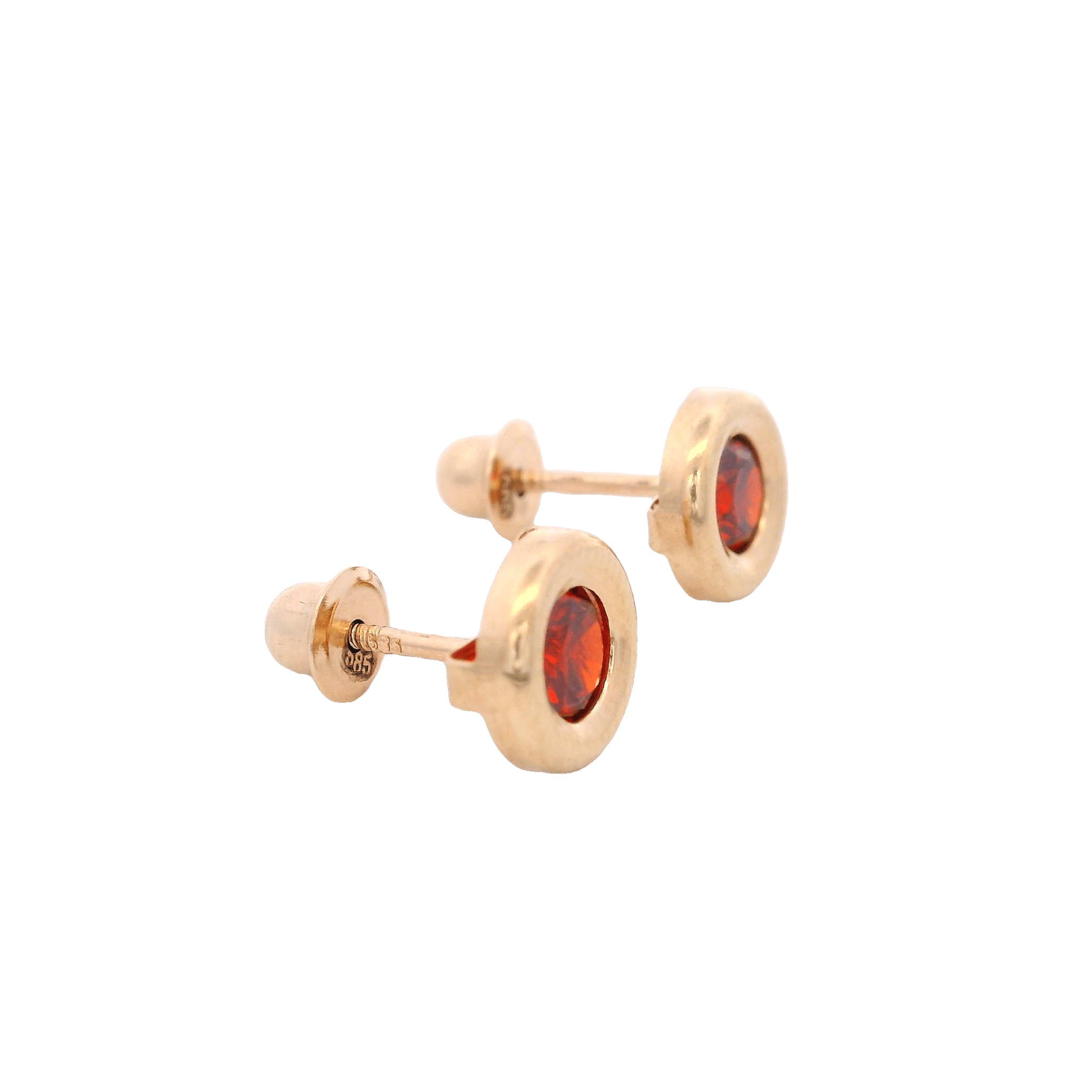 14KY BEZEL ENERO CZ GARNET EARRINGS - C'SANTOS