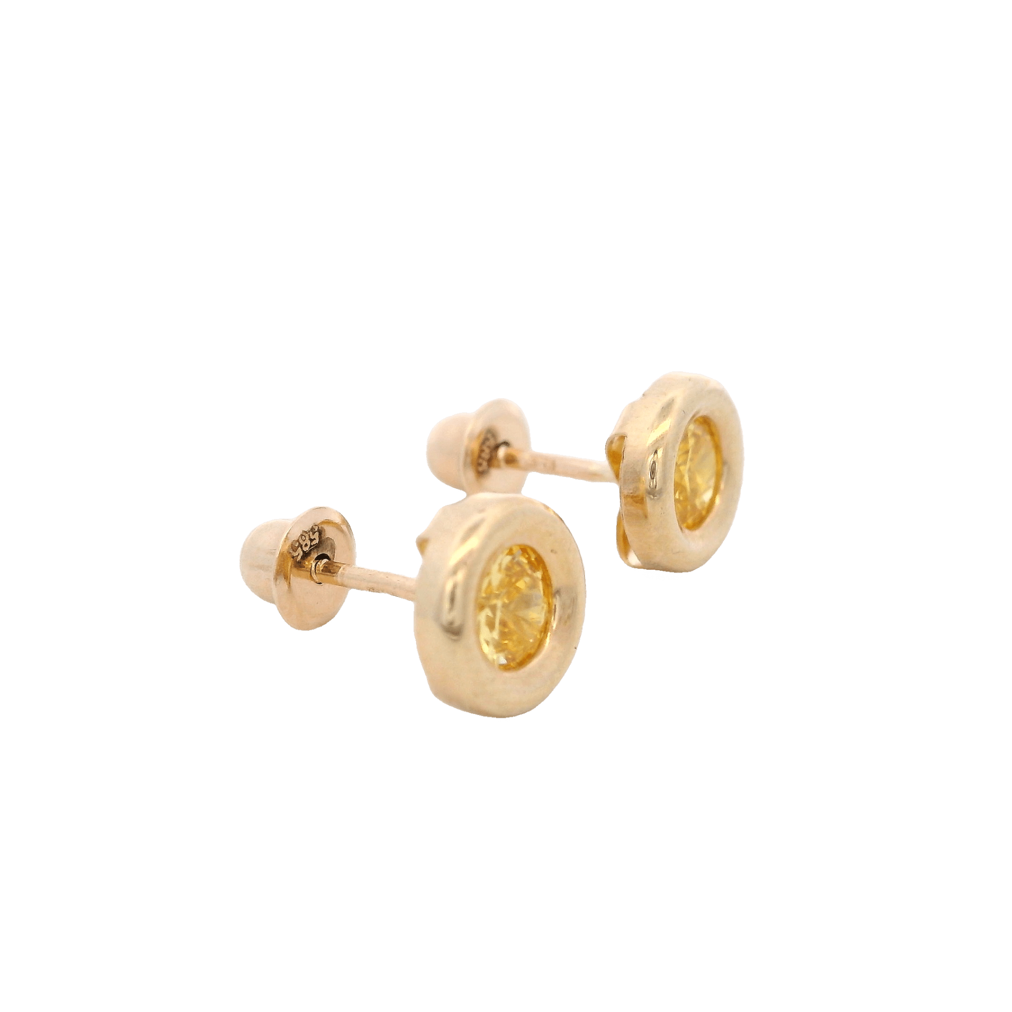 14KY BEZEL NOVIEMBRE CZ CITRINA EARRINGS - C'SANTOS