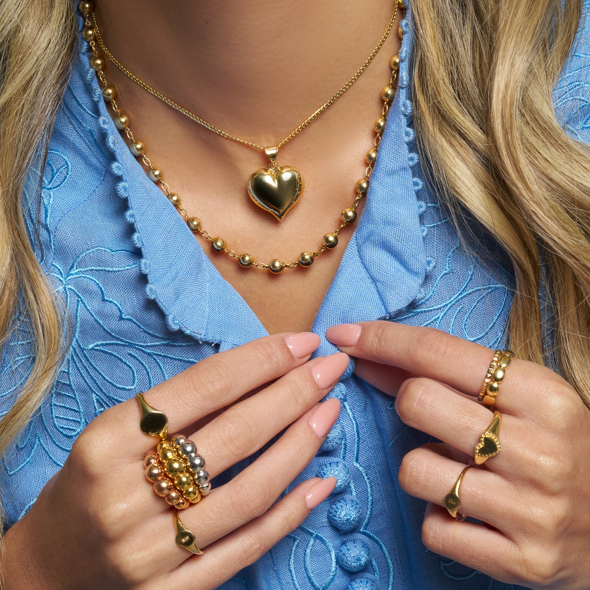 14KY BOLD ROUND SIGNET RING T7 - C'SANTOS