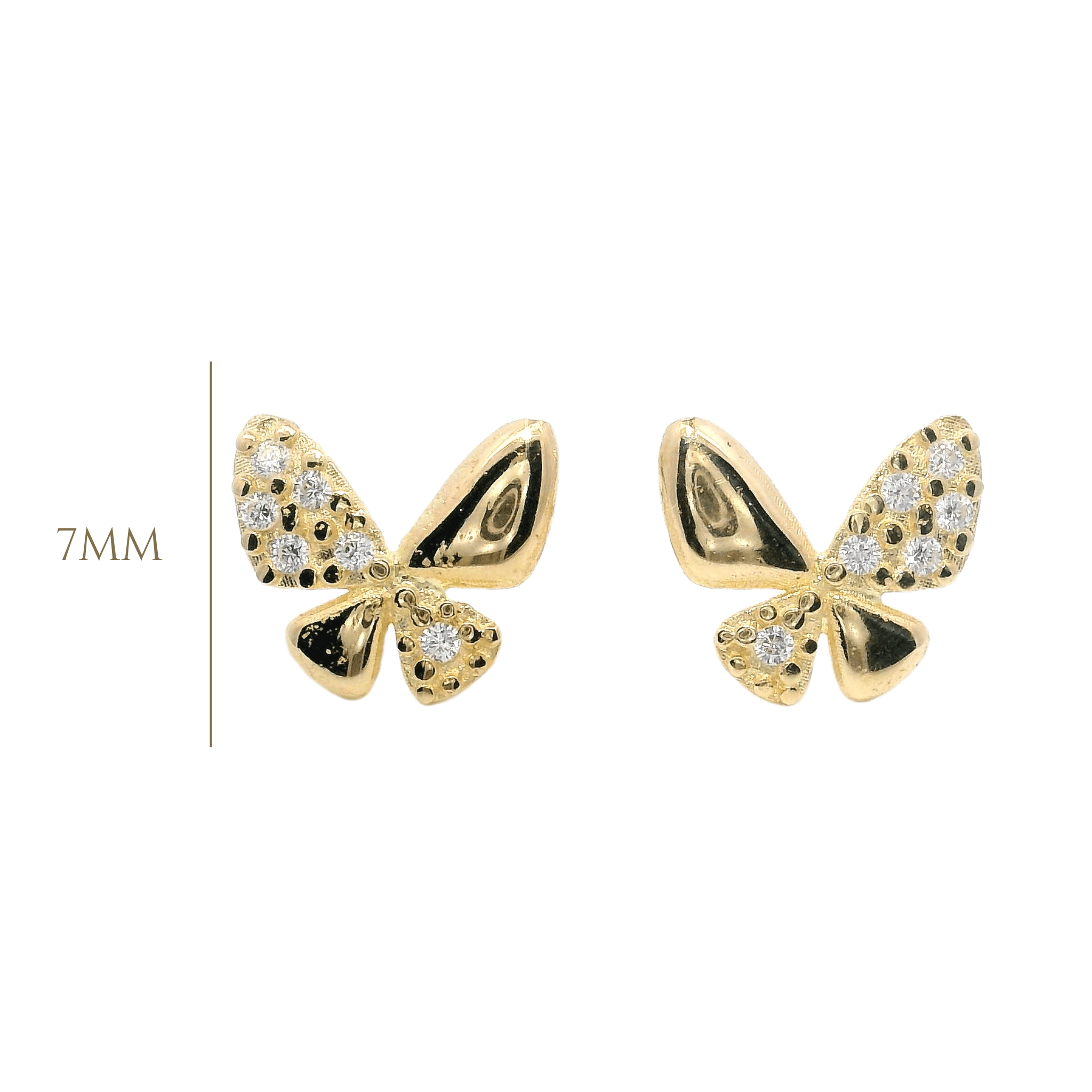 14KY BUTTERFLY HALF PLAIN PAVE EARRINGS - C'SANTOS