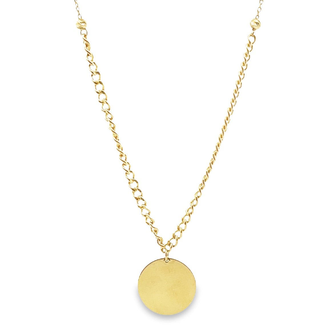 14KY CADENA SEMI INFINITY CUBAN CHAIN CON PLACA REDONDA LISA - C'SANTOS