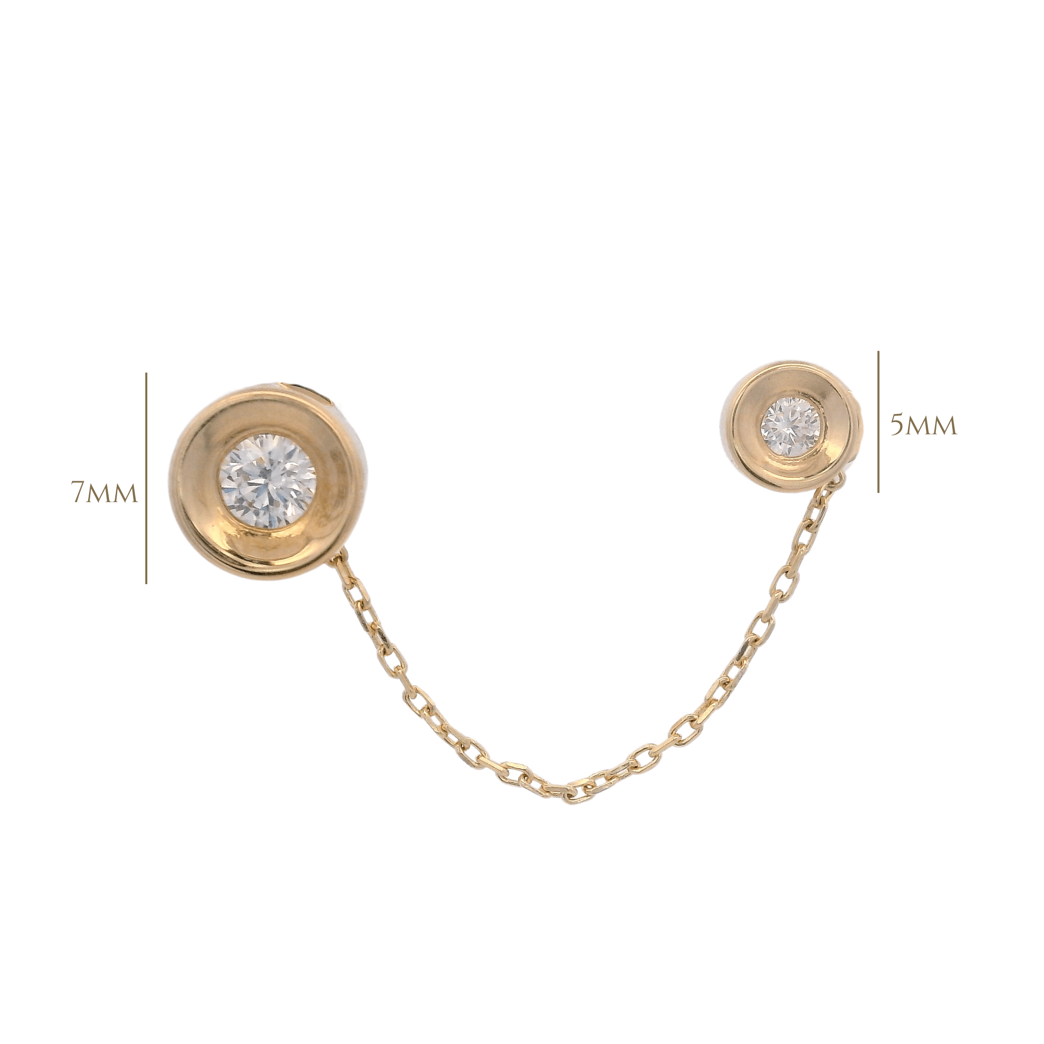 14KY DOUBLE BEZEL BIG WITH MINI BEZEL CHAIN PIERCING - C'SANTOS