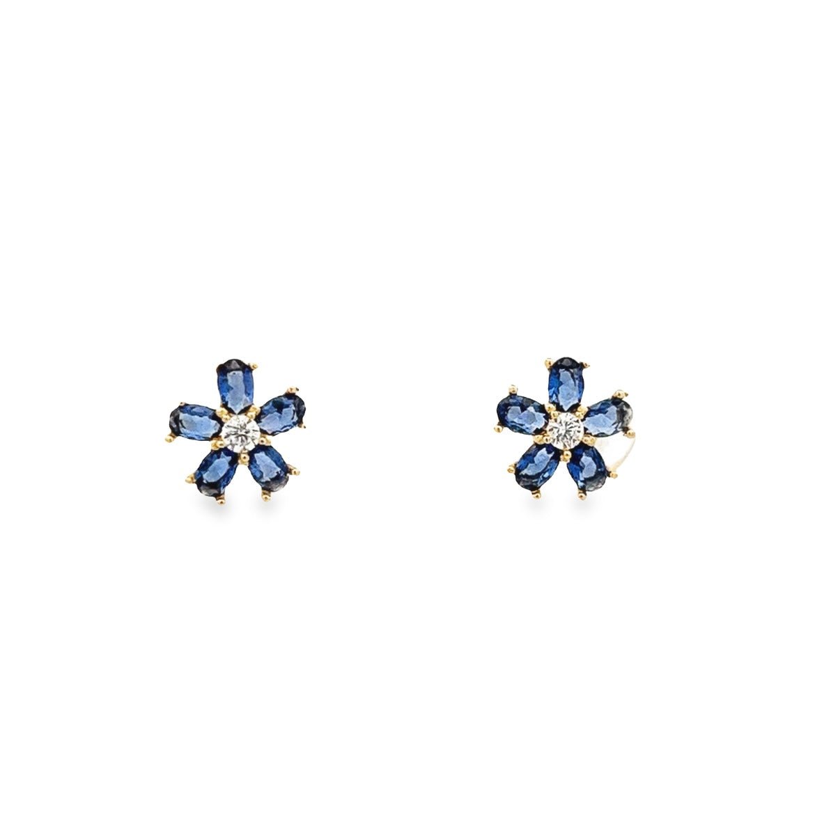 14KY FLOWER CRYSTAL EARRINGS - C'SANTOS