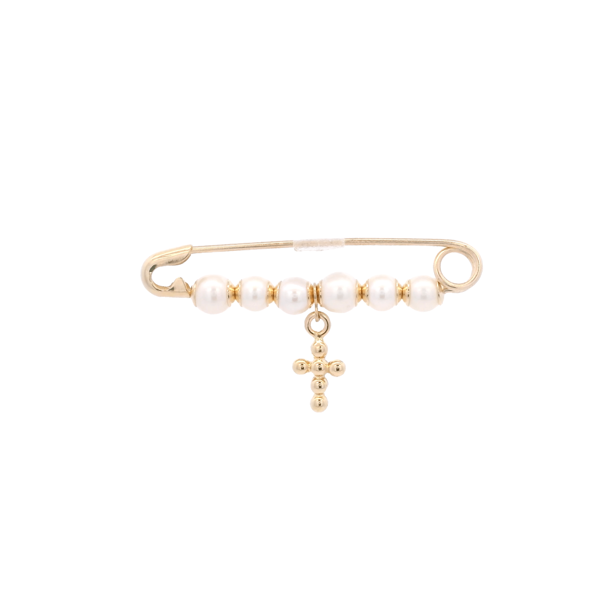 14KY HOOK WITH PEARL Y CROSS PIN - C'SANTOS