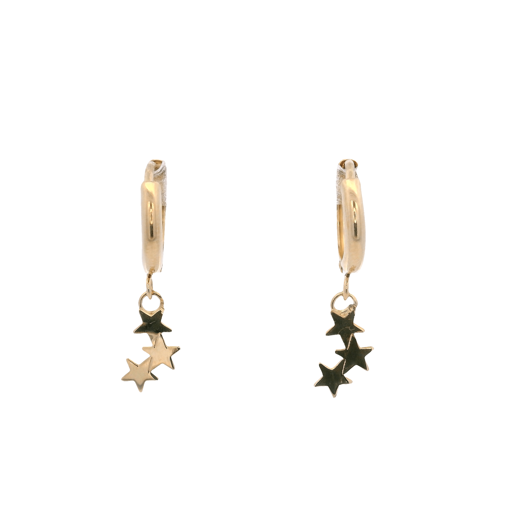 14KY HUGGIE 10MM AND STARS EARRINGS - C'SANTOS